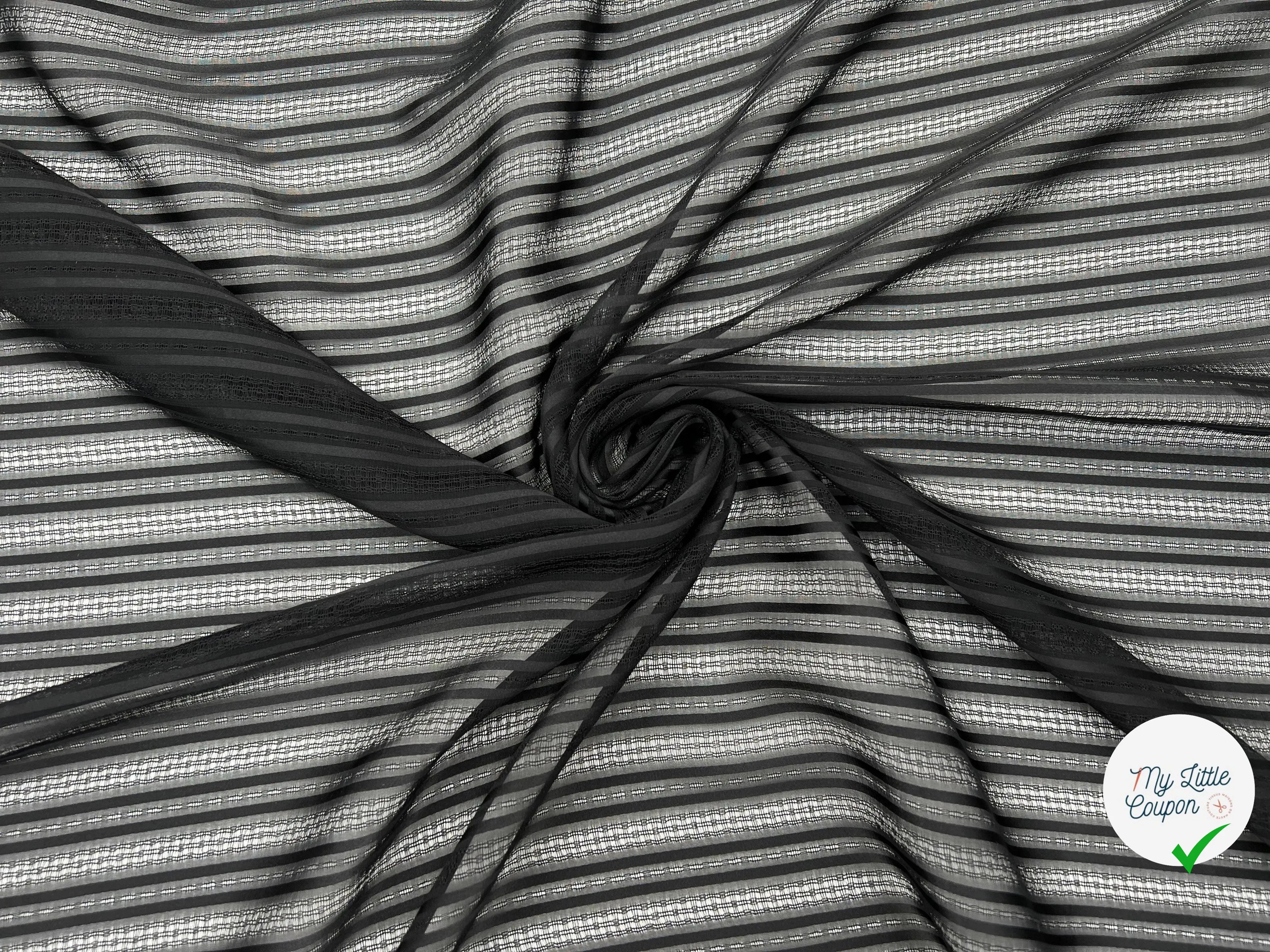VOILE TRAVAILLÉ DE RAYURES SERTIES NOIR - My Little Coupon - tissu - coudre