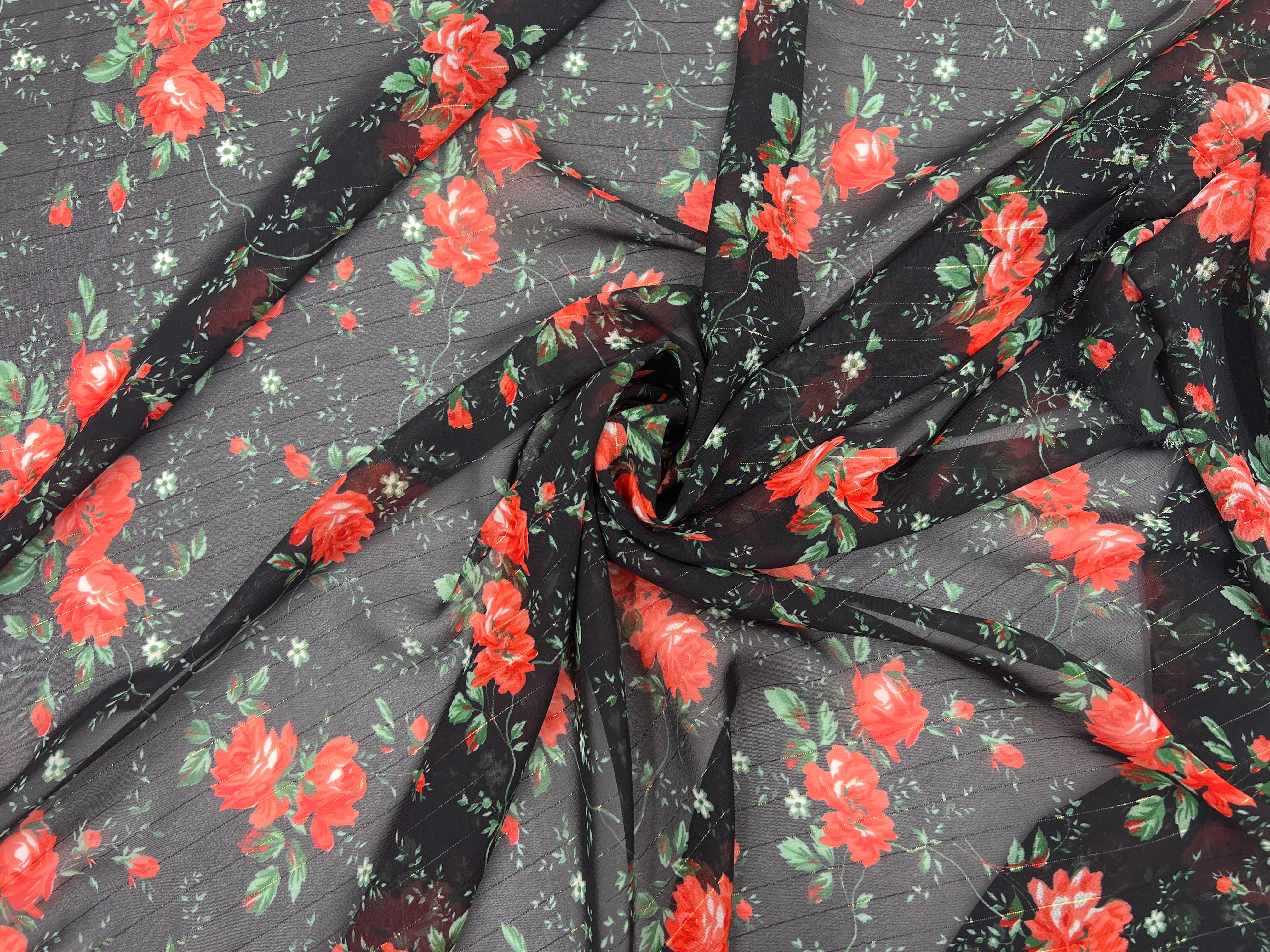 YORYU STRIPE IMPRIMÉ FLEURS FOND NOIR MLC INTERN