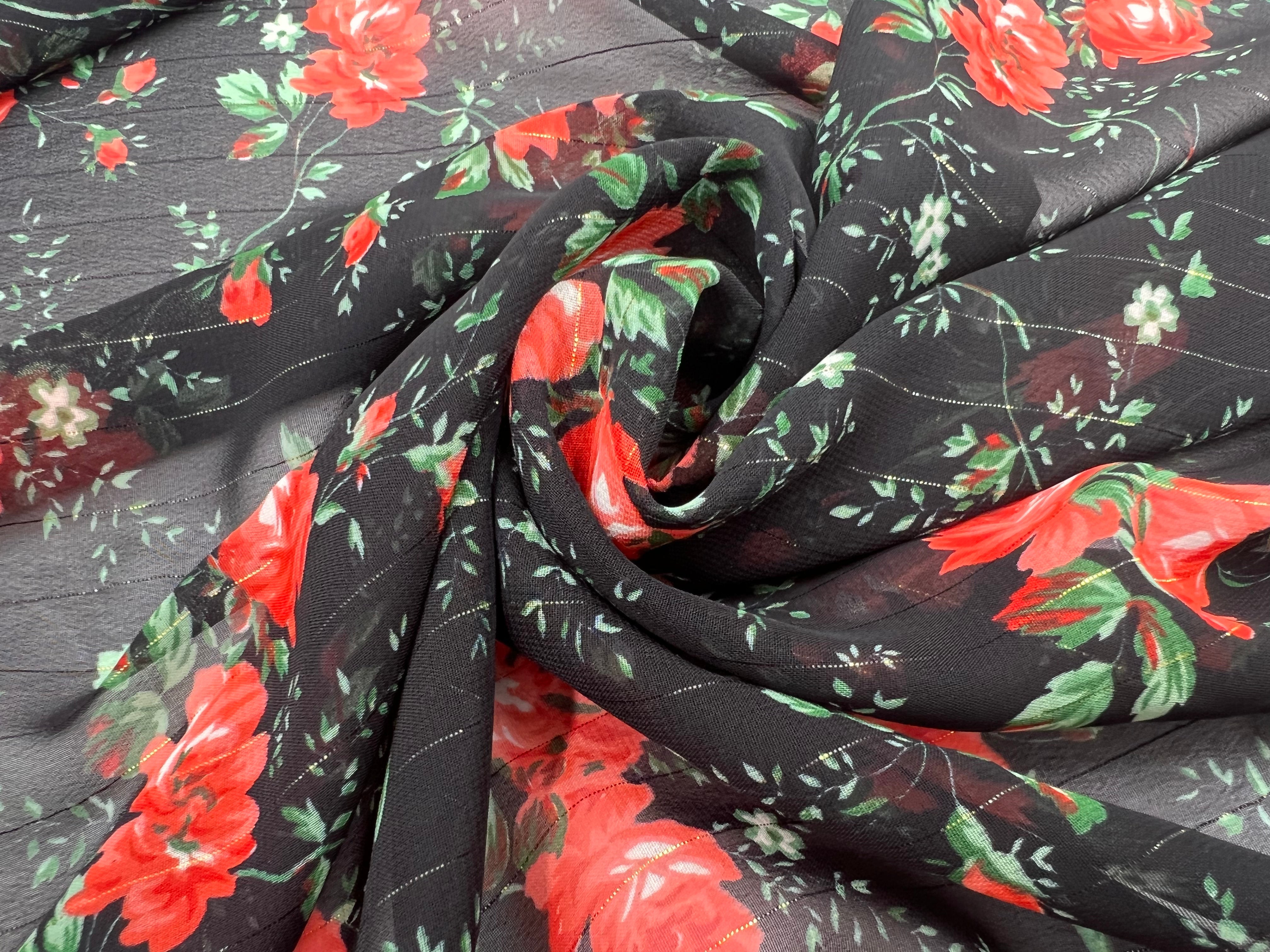 YORYU STRIPE IMPRIMÉ FLEURS FOND NOIR MLC INTERN