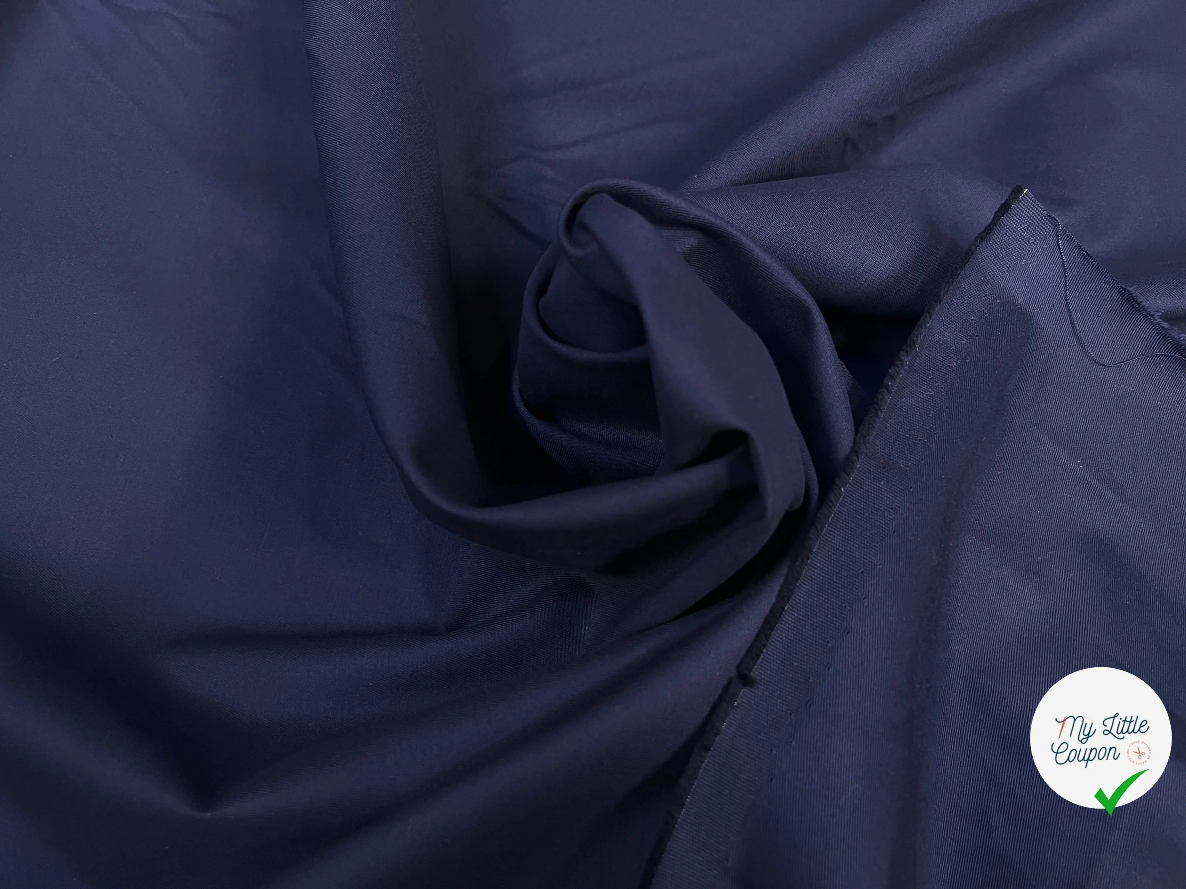 (Chute)GABARDINE DE COTON FINEMENT SERGÉ BLEU - My Little Coupon
