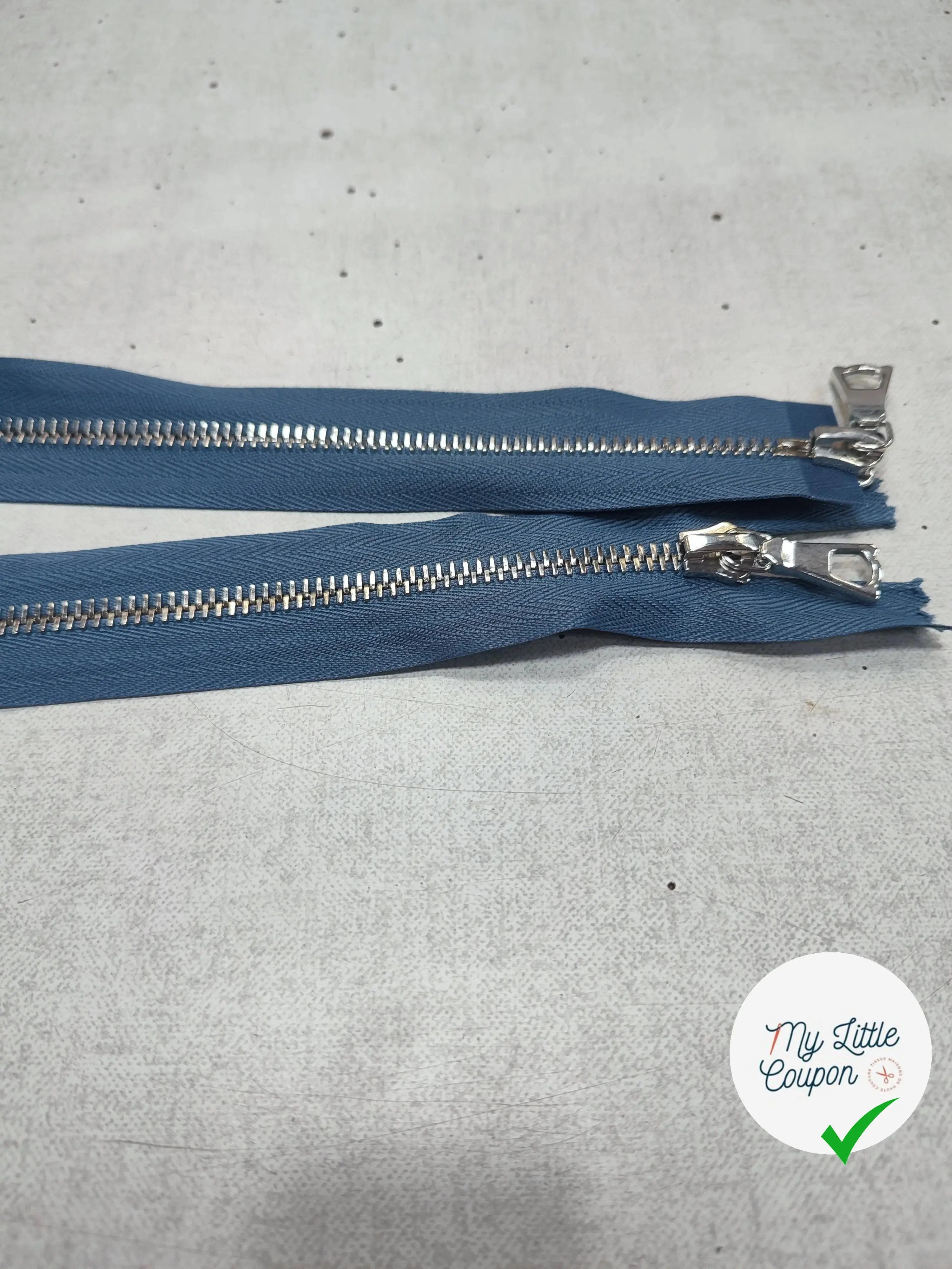 FERMETURE RIRI METAL NON SÉPARABLE DOUBLE ZIP 90CM BLEU M6 - My Little Coupon