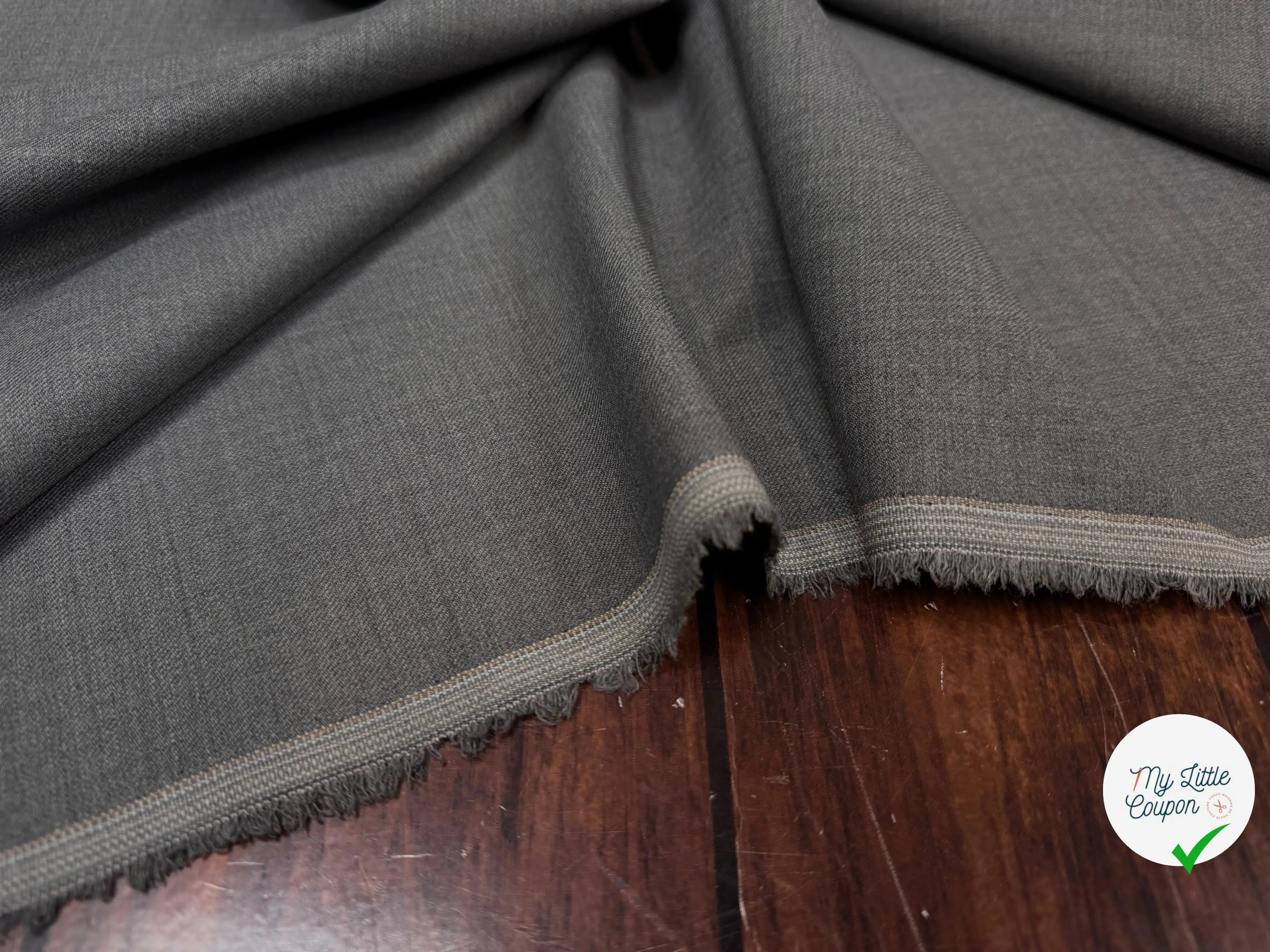 DRAPERIE SERGÉE SUPER 100 GRIS CARREMAN STRETCH - My Little Coupon