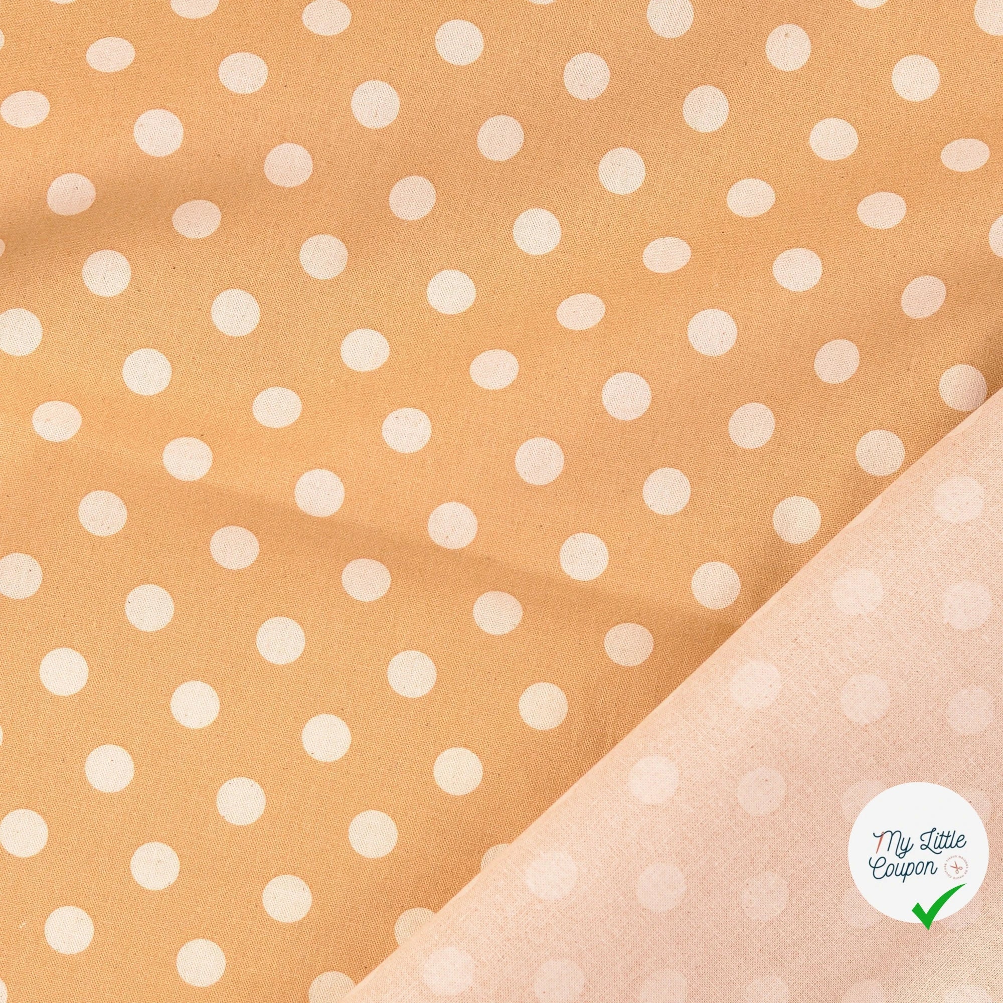 Cretonne de coton à pois beige - My Little Coupon