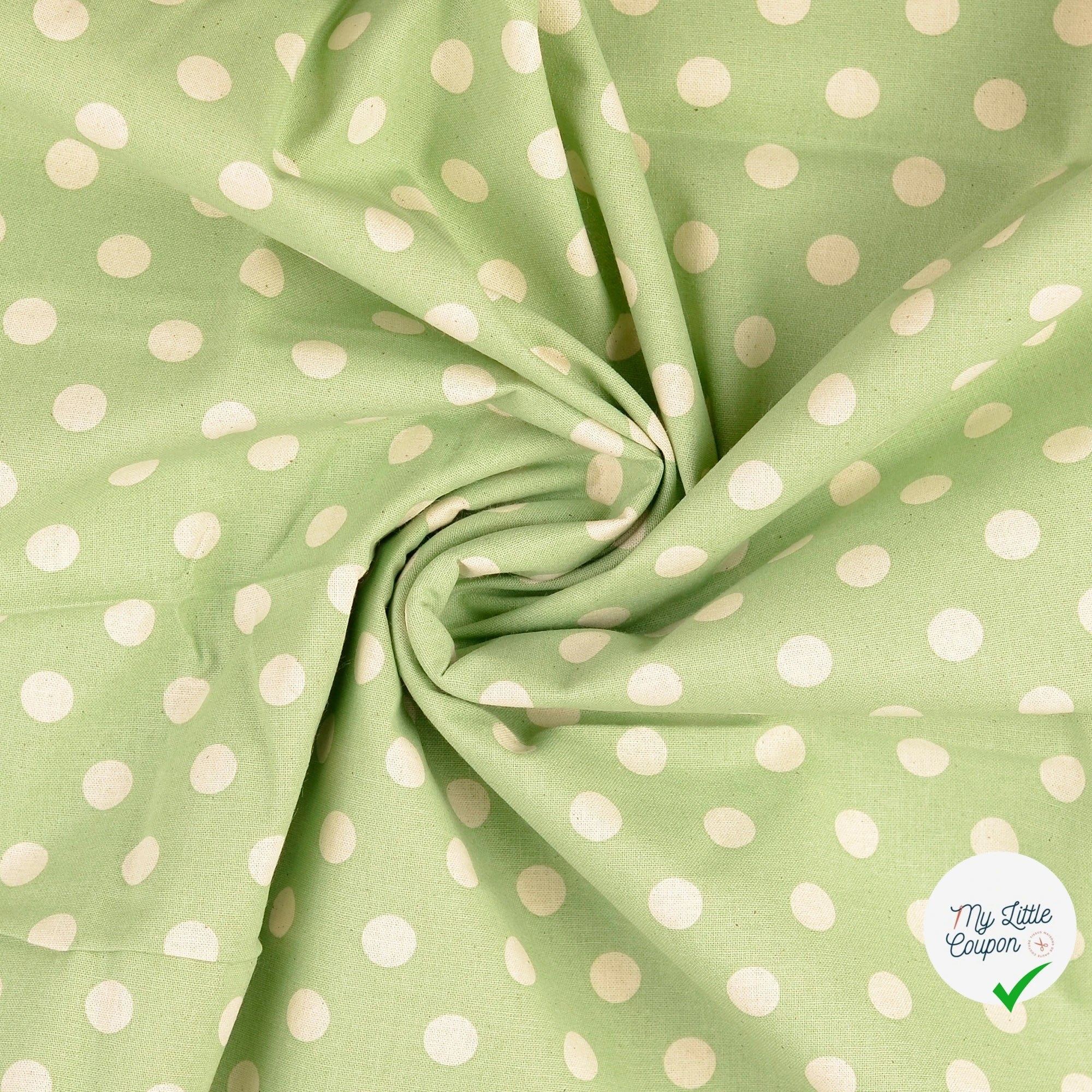 Cretonne de coton à pois menthe foncée - My Little Coupon