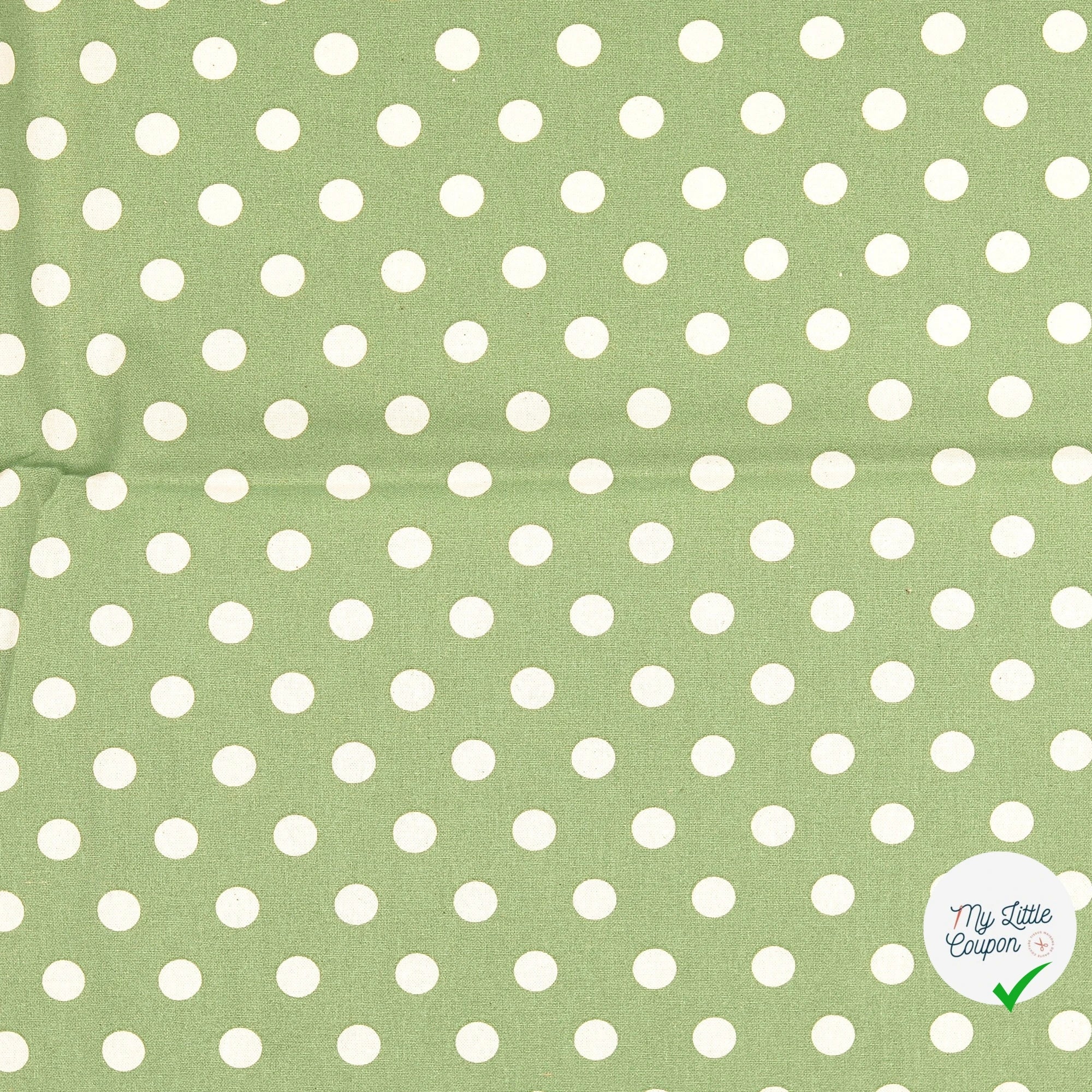 Cretonne de coton à pois pomme verte - My Little Coupon