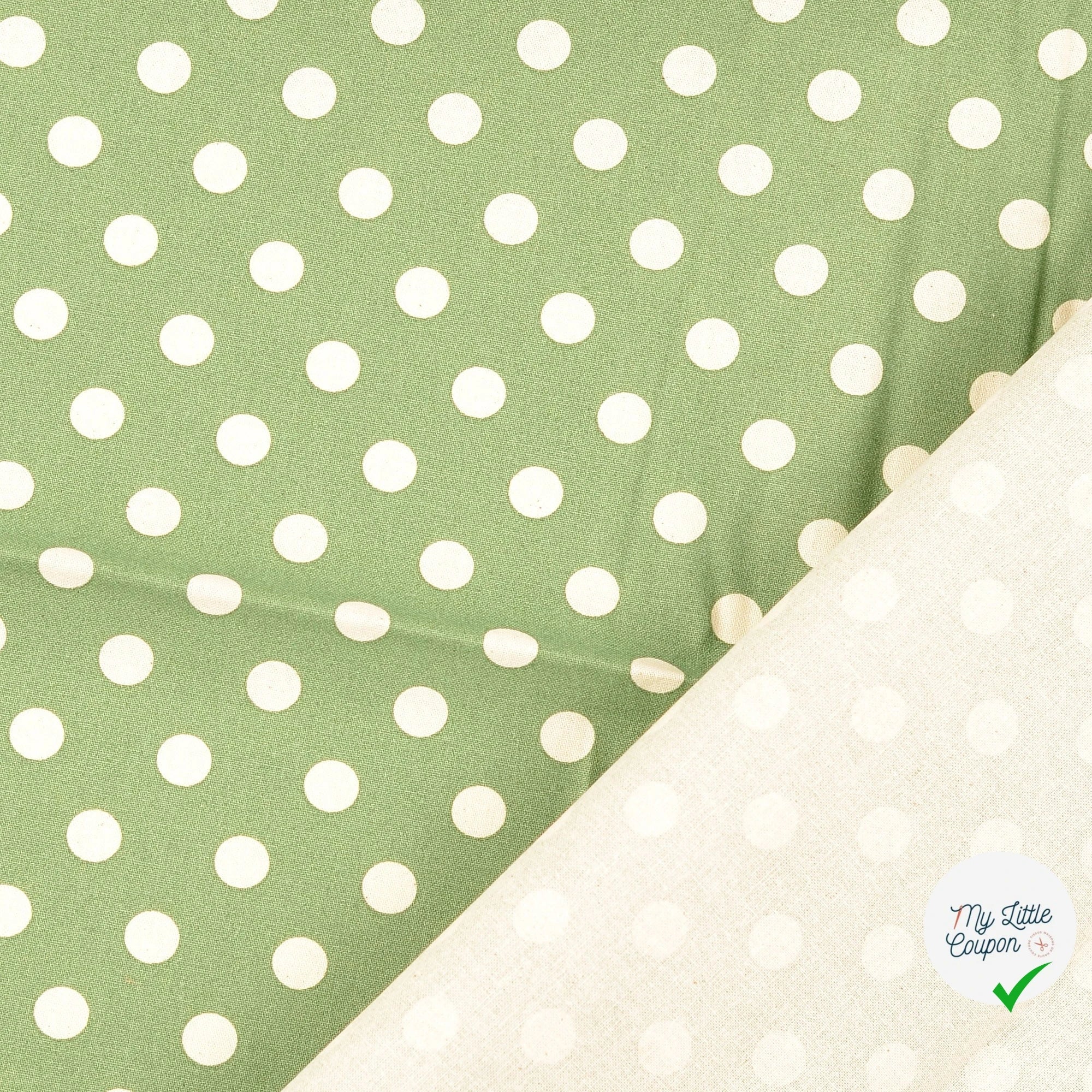 Cretonne de coton à pois pomme verte - My Little Coupon