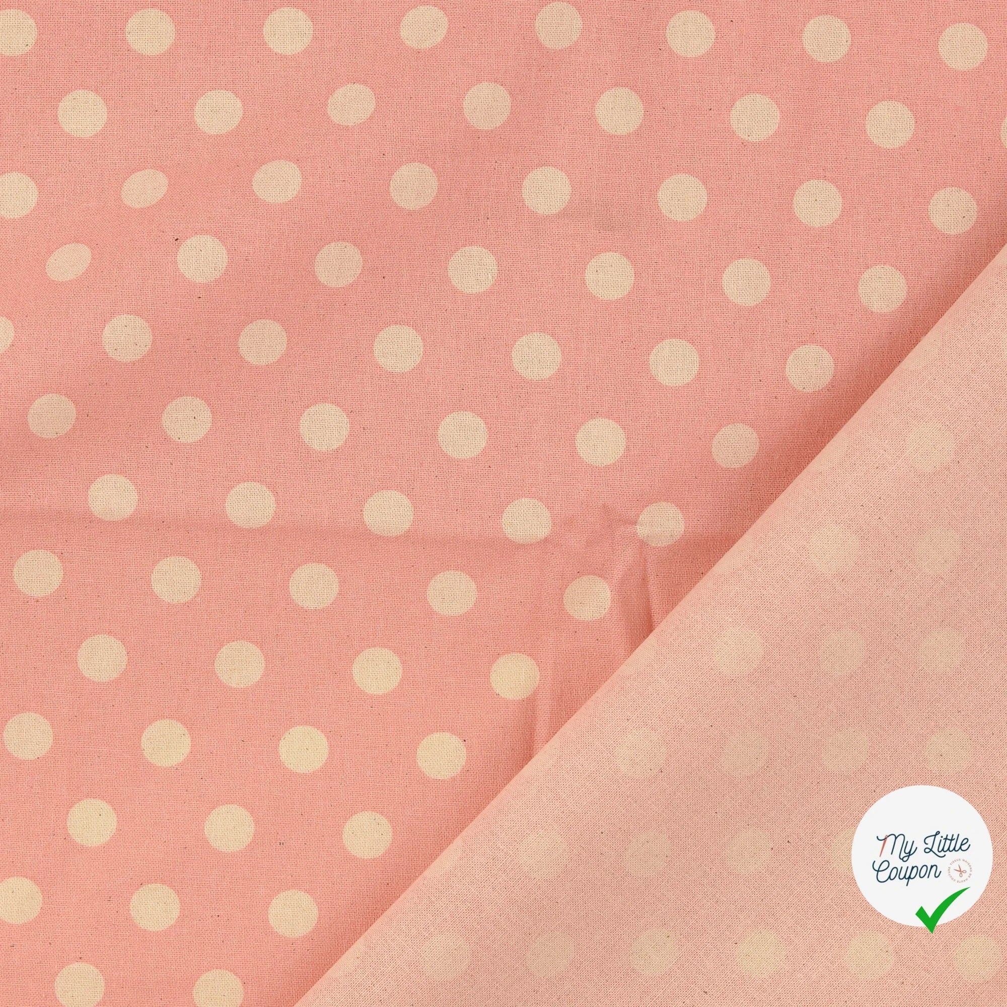 Cretonne de coton à pois rose clair - My Little Coupon