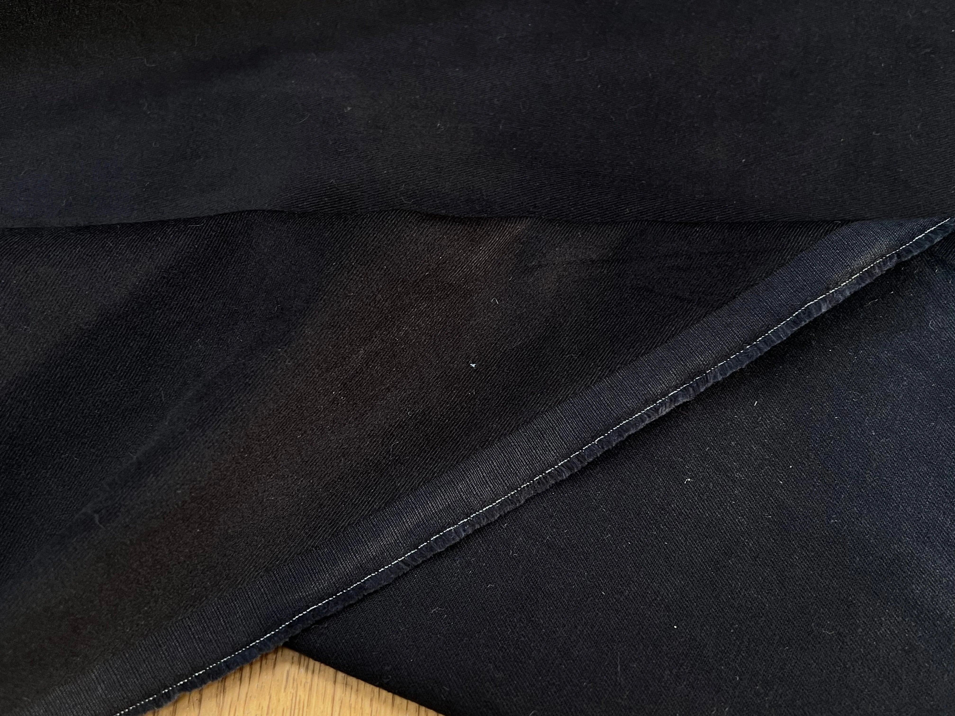 DENIM COTON GRATTÉ EFFET DUVETEUX NOIR PEAU DE PÊCHE 97% COTON 145CM - My Little Coupon