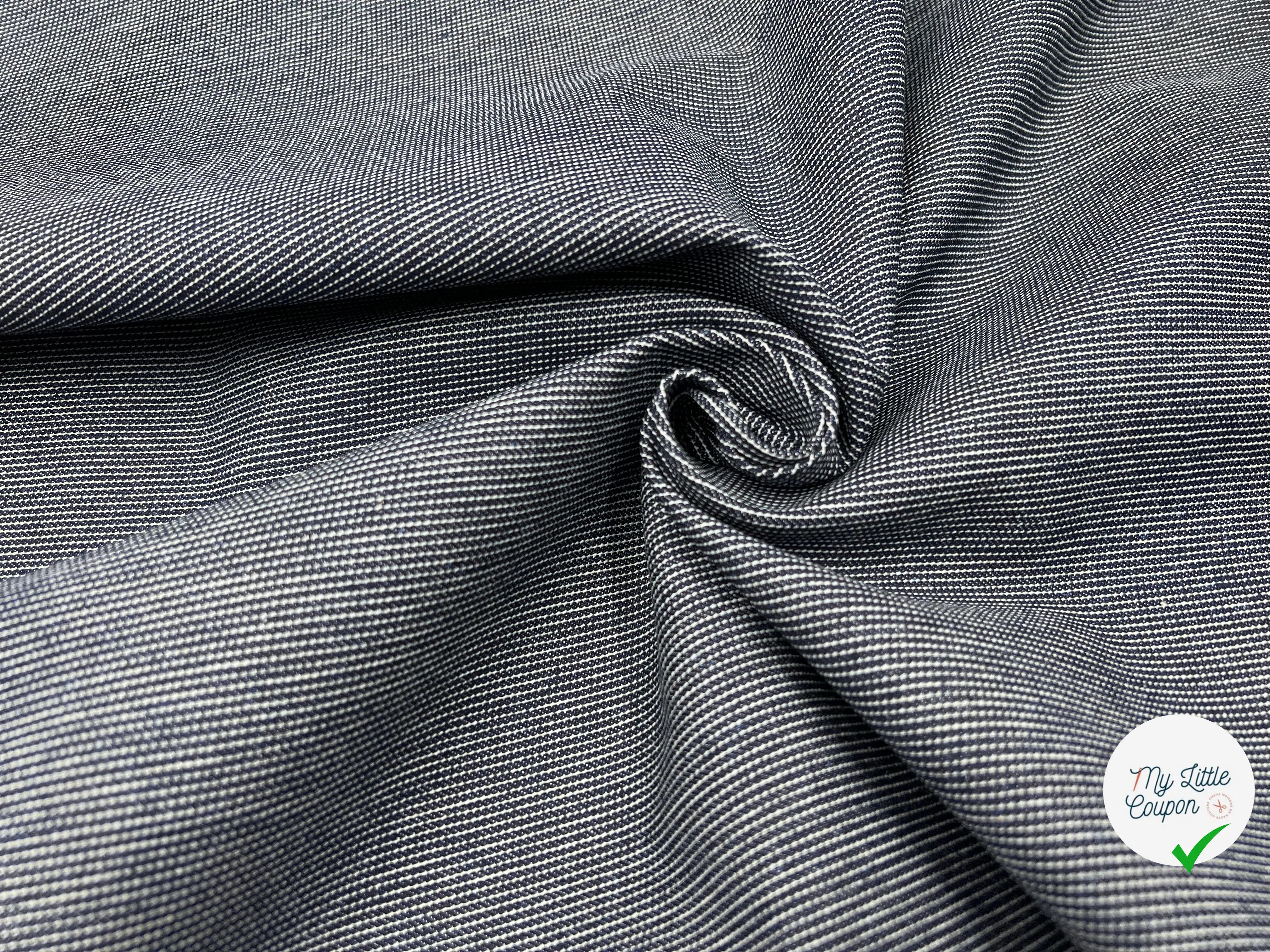 DENIM RAYÉ BLEU POINTILLÉ WORKER - My Little Coupon - tissu - coudre