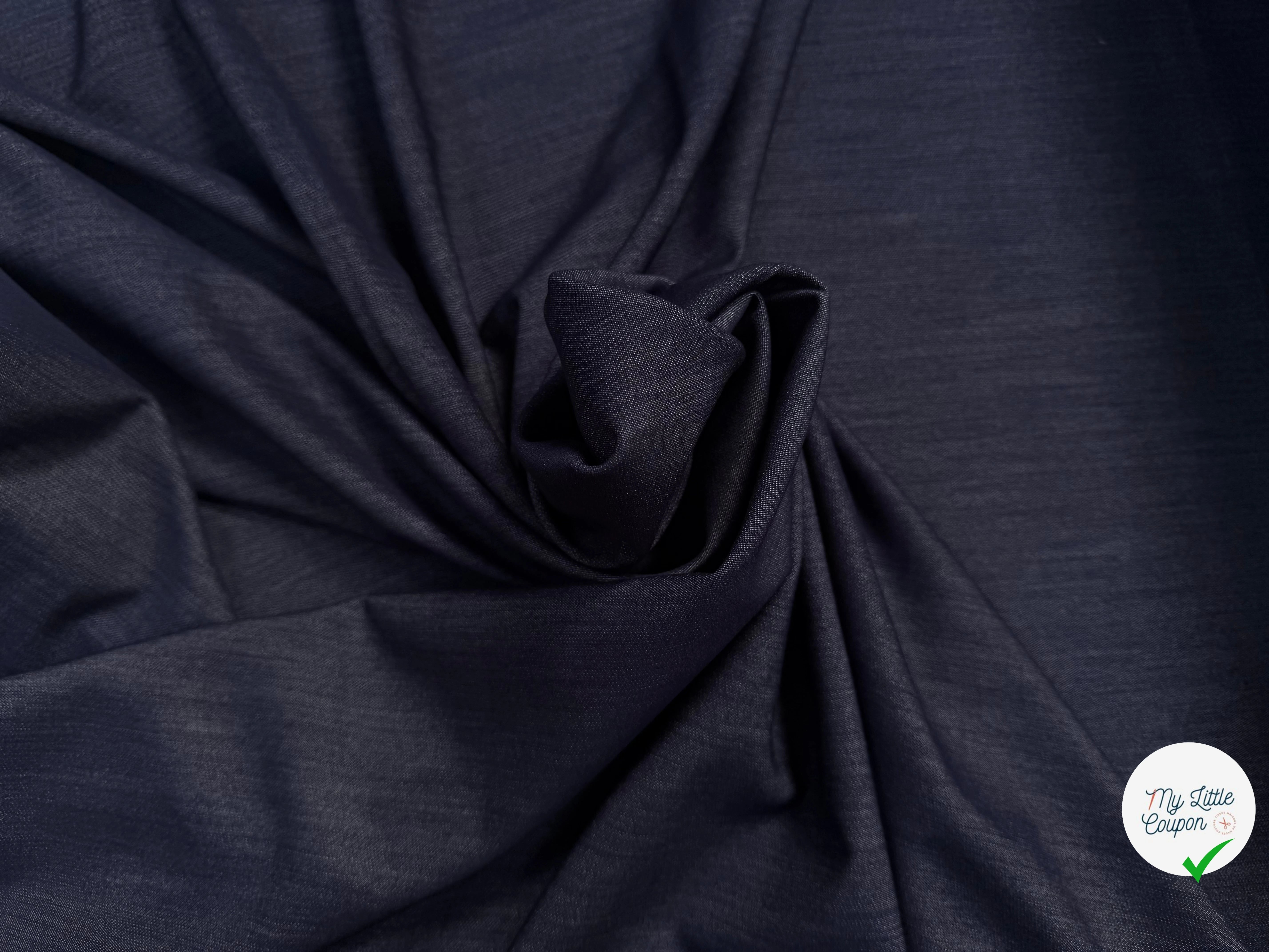 DENIM STRETCH POLYVISCOSE NAVY - My Little Coupon