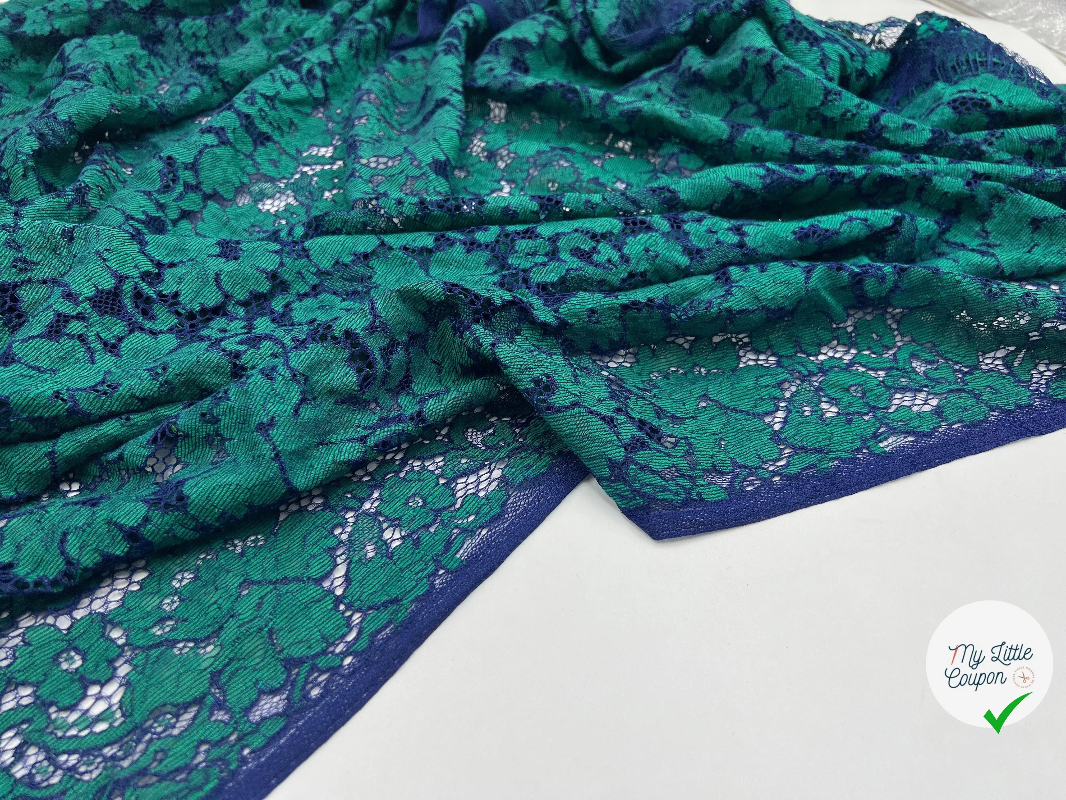 DENTELLE BLUE AND GREEN GARDEN - My Little Coupon - tissu - coudre