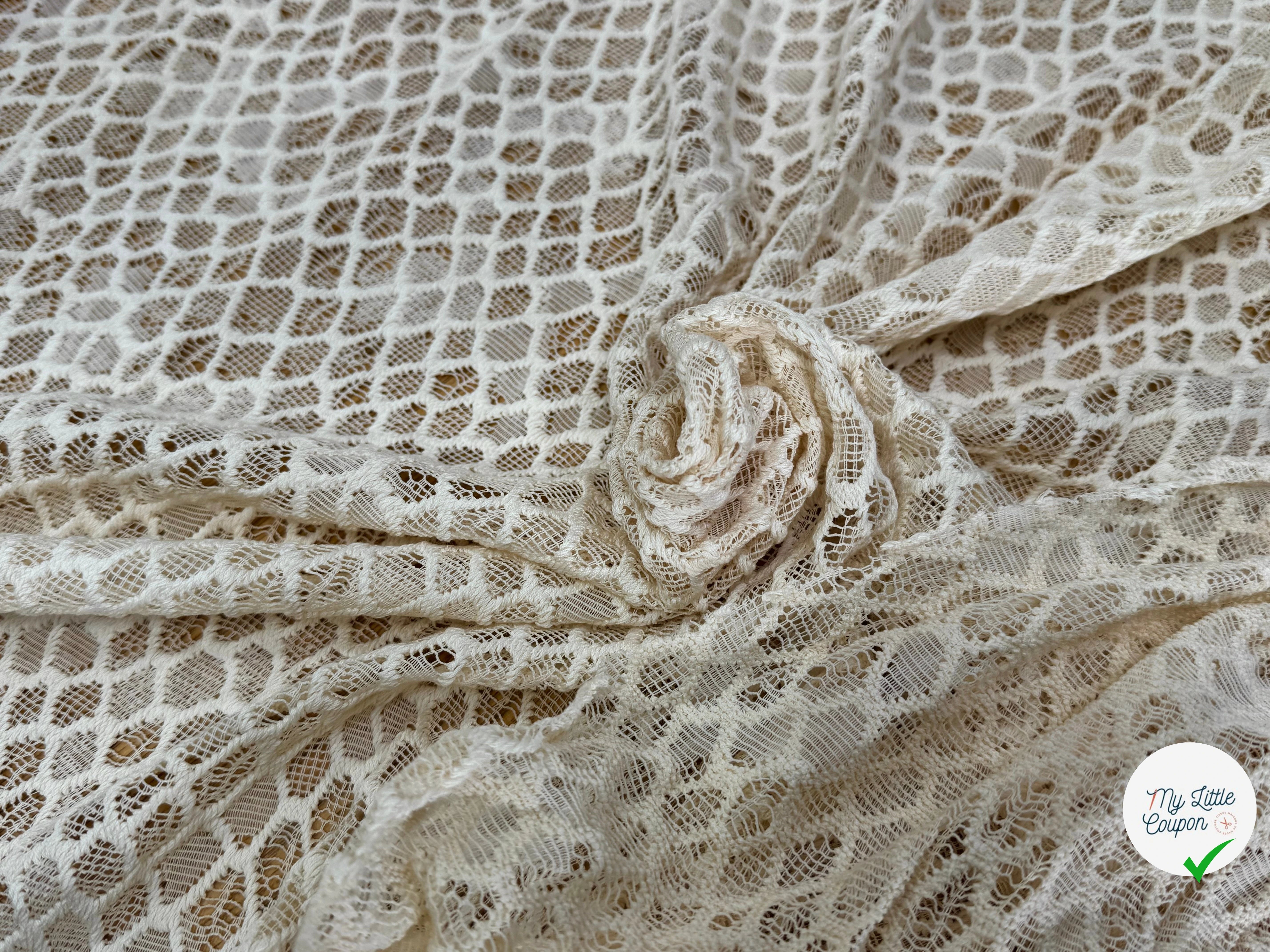 DENTELLE COTON TISSÉ LOSANGE ÉCRU - My Little Coupon