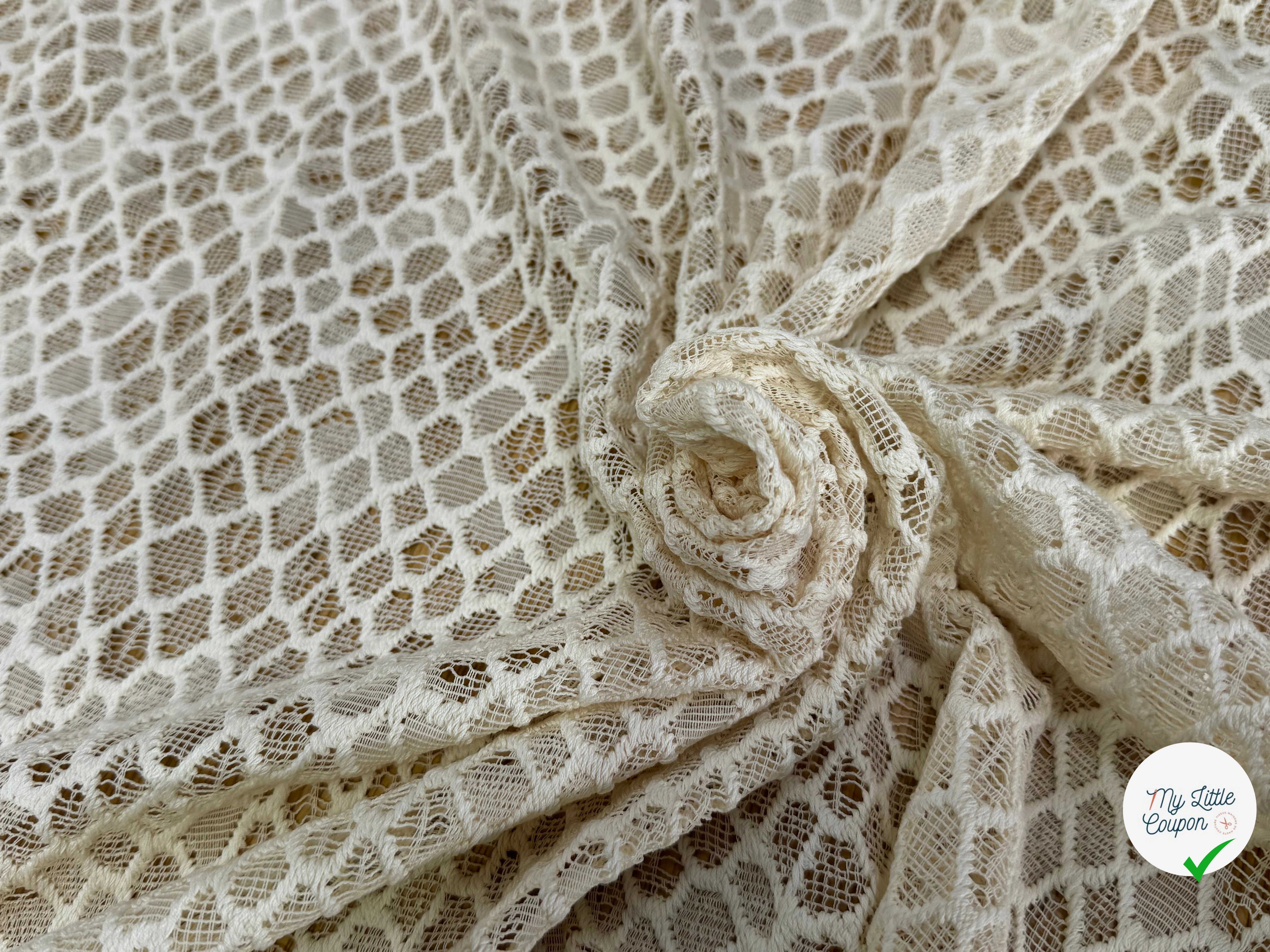 DENTELLE COTON TISSÉ LOSANGE ÉCRU - My Little Coupon