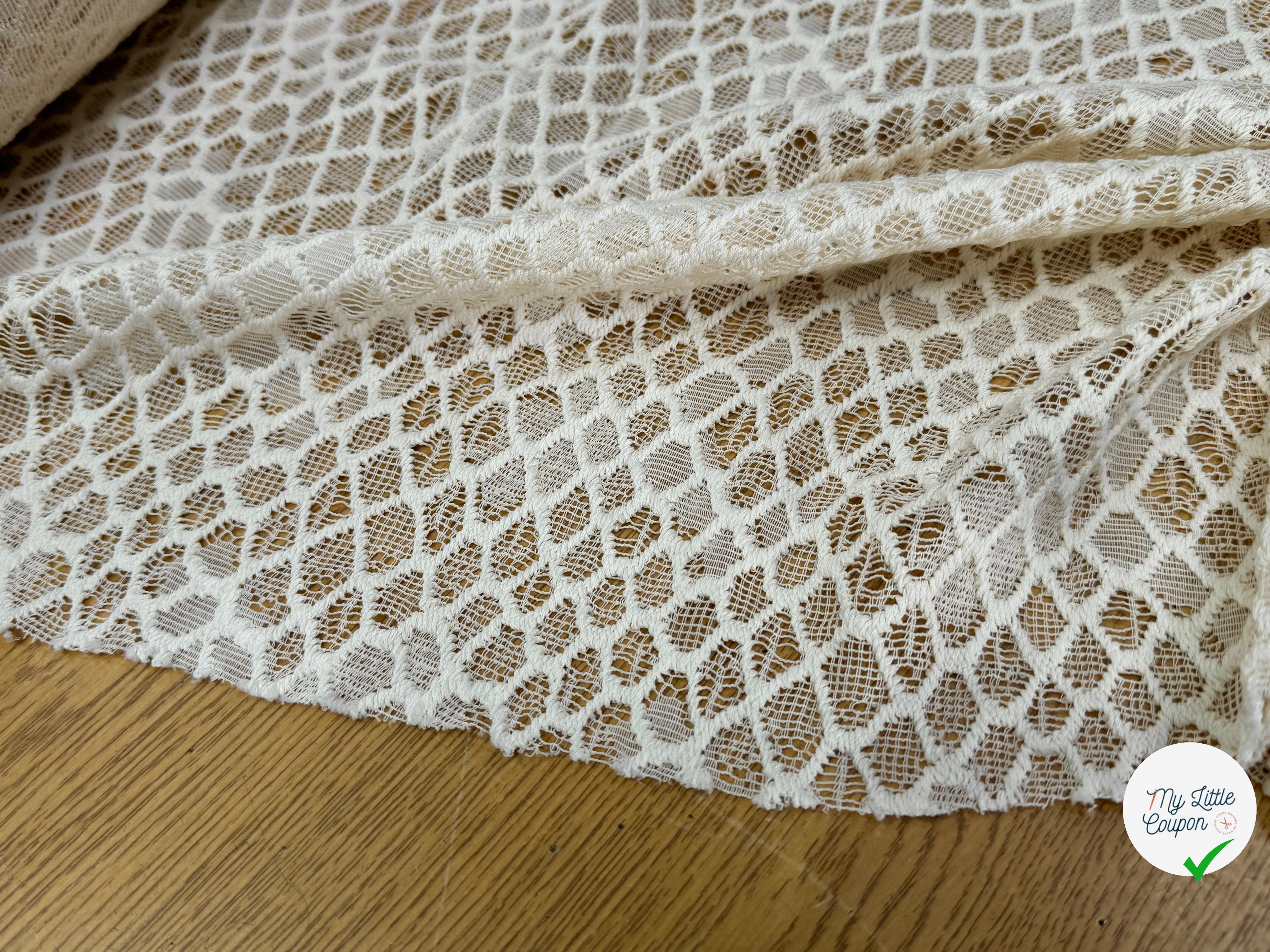 DENTELLE COTON TISSÉ LOSANGE ÉCRU - My Little Coupon