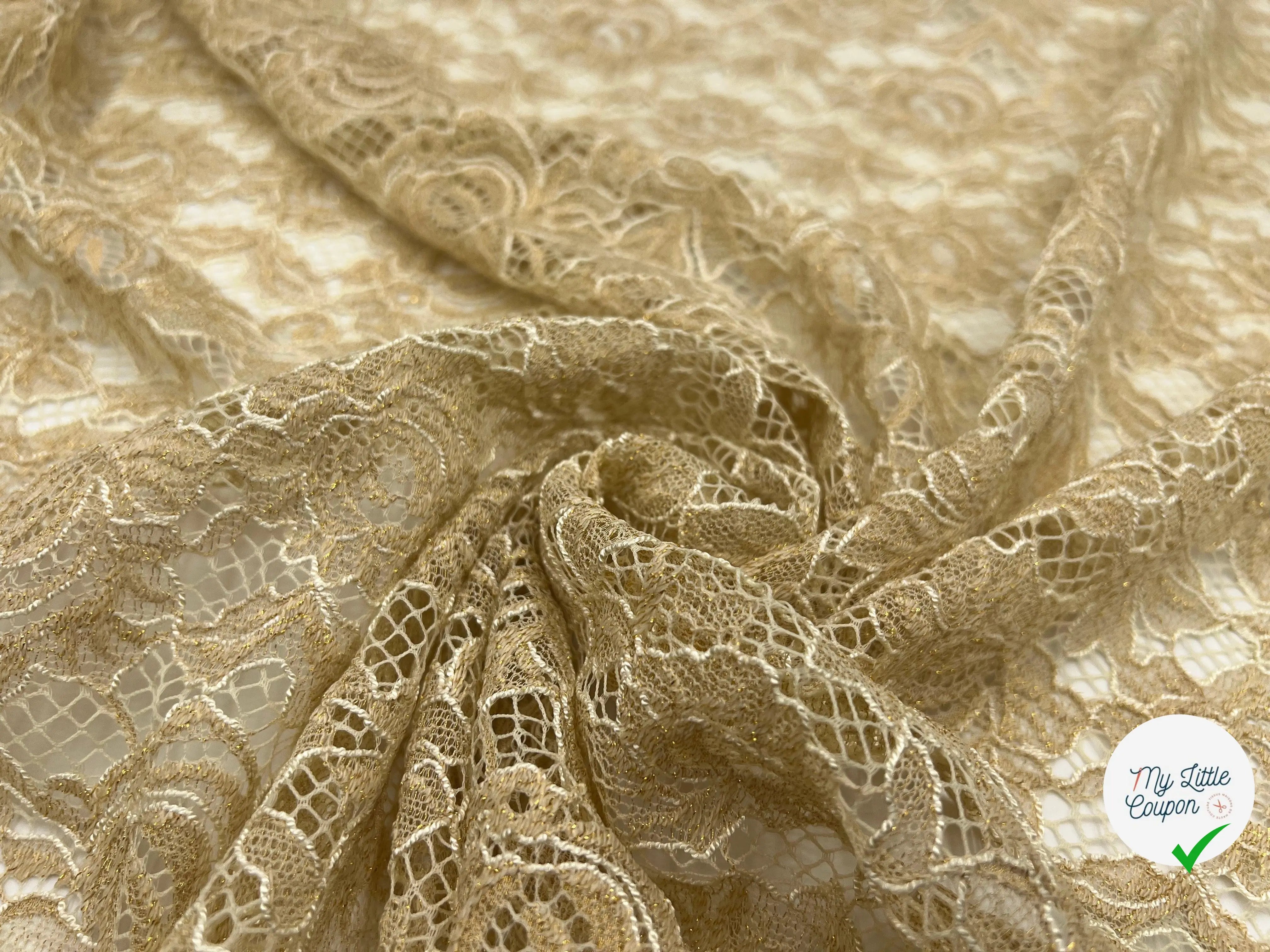 DENTELLE FLEUR DE MIEL REFLETS DORÉS - My Little Coupon - tissu - coudre
