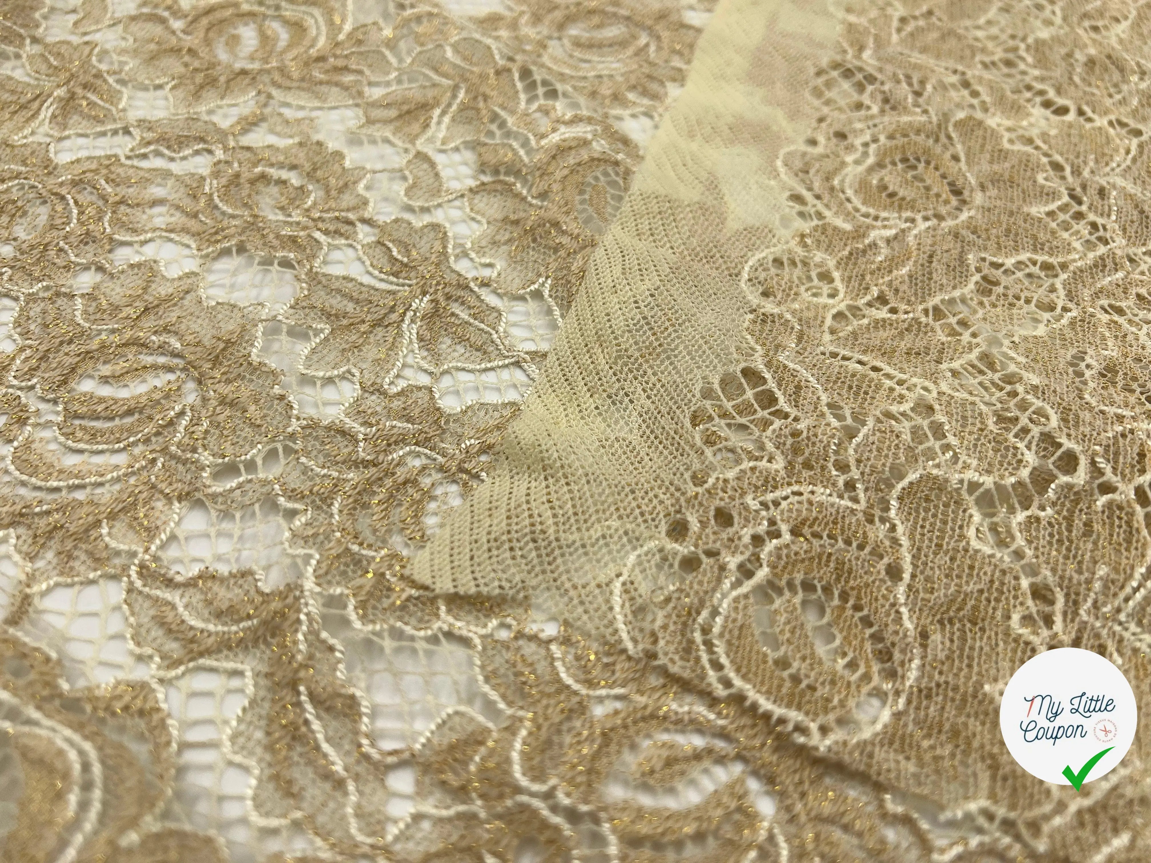 DENTELLE FLEUR DE MIEL REFLETS DORÉS - My Little Coupon - tissu - coudre