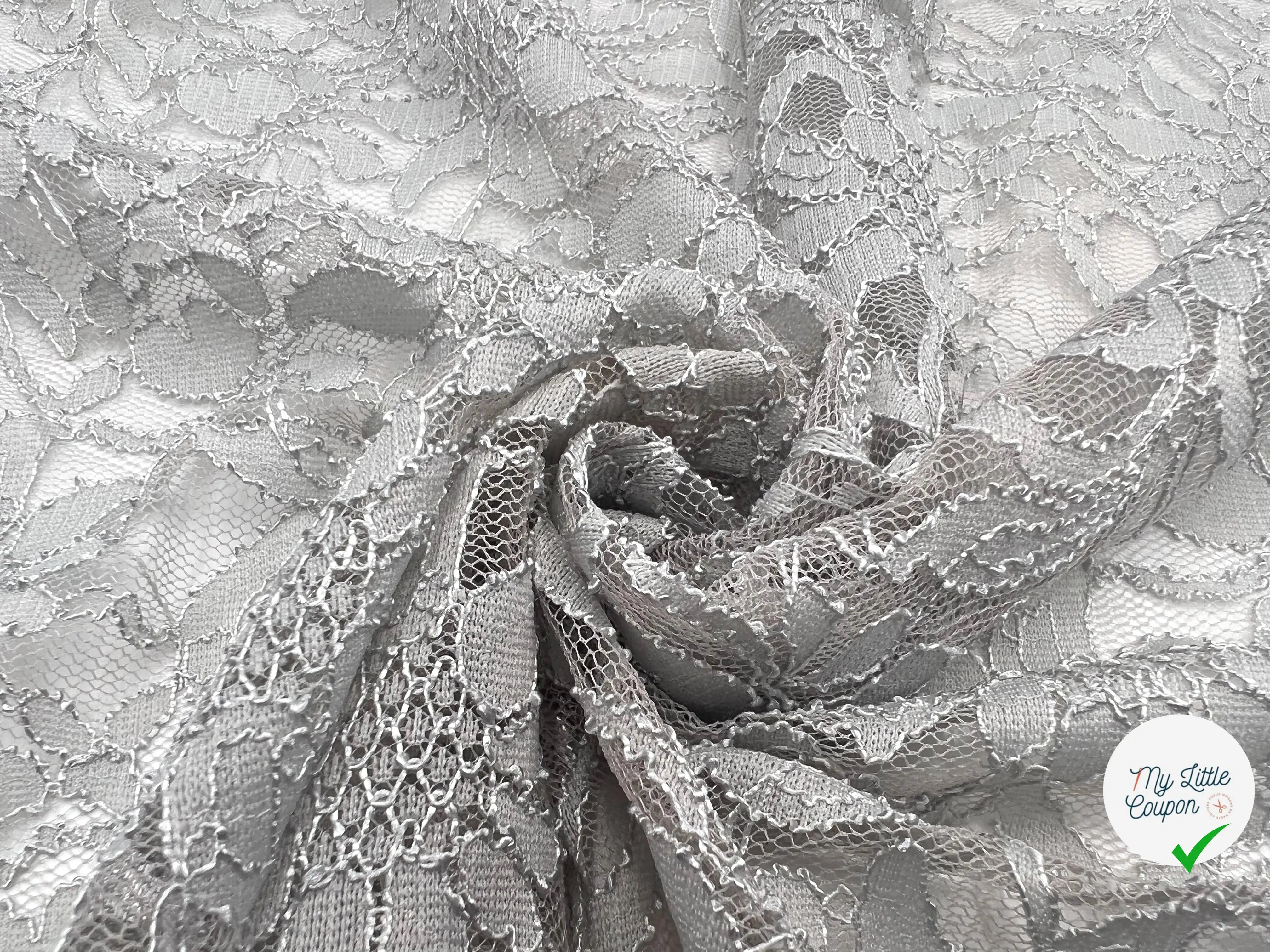 DENTELLE FLORALE GRIS PERLE - My Little Coupon - tissu - coudre