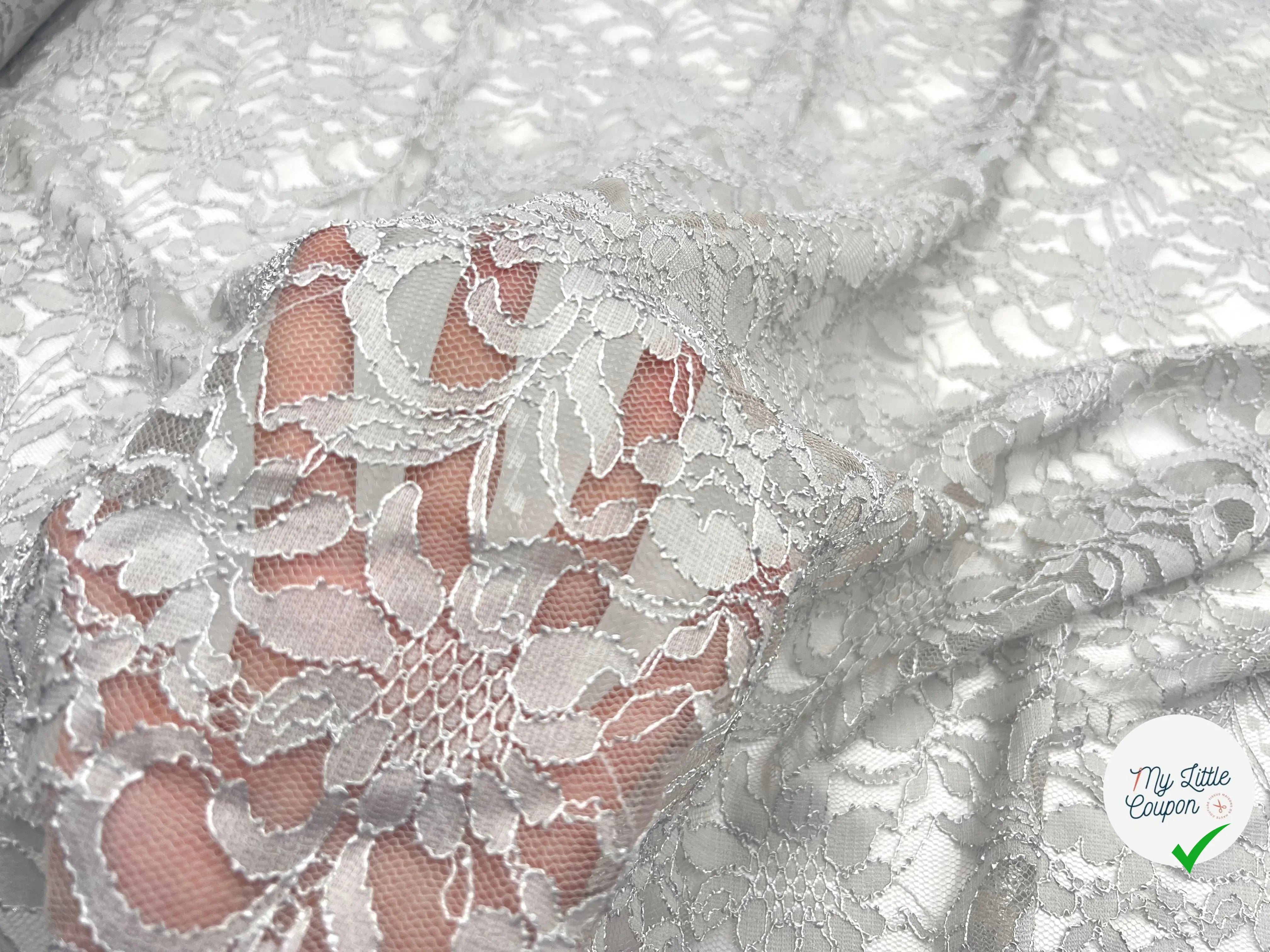 DENTELLE FLORALE GRIS PERLE - My Little Coupon - tissu - coudre