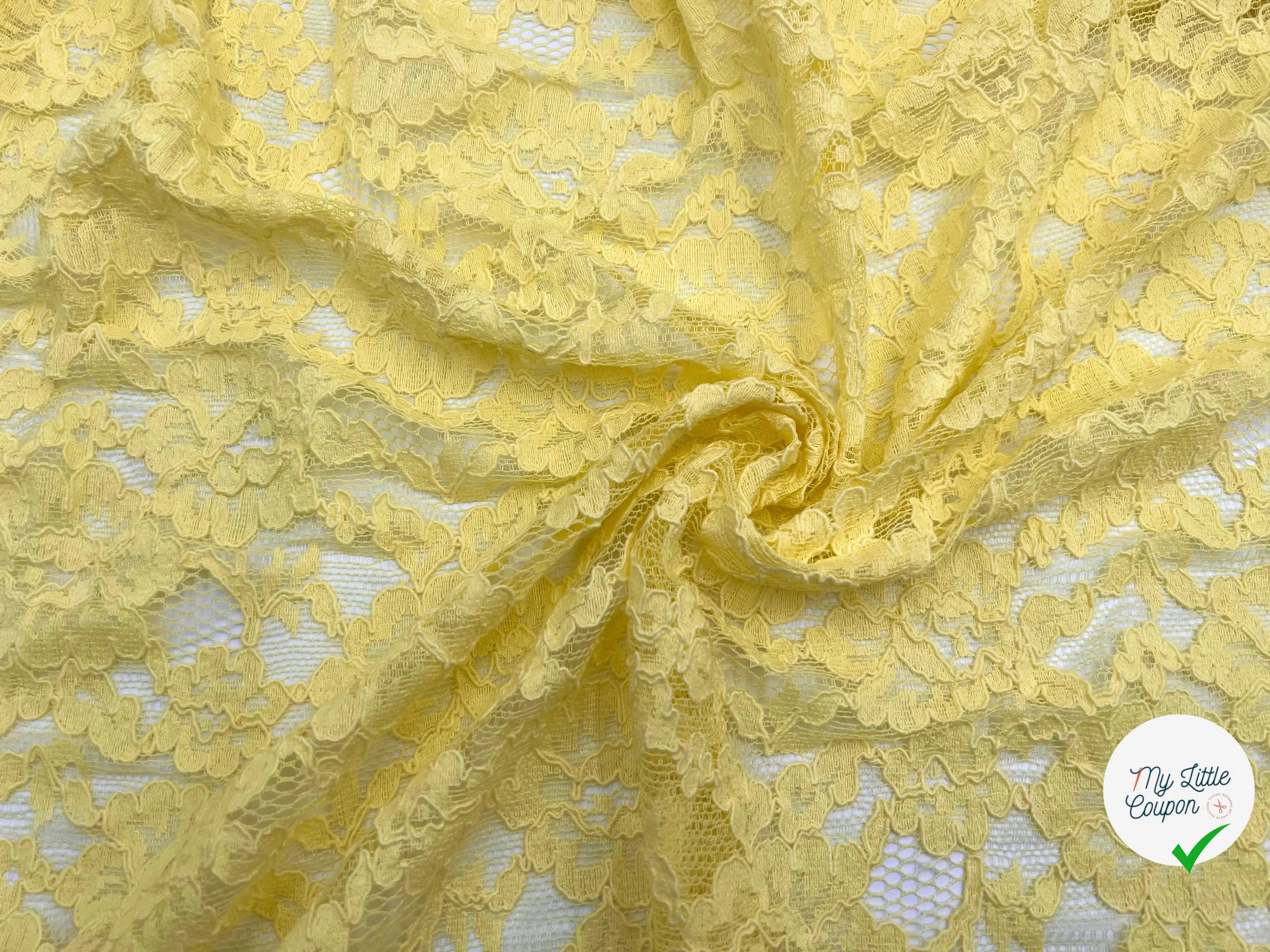 DENTELLE FLORALE JAUNE CITRON - My Little Coupon - tissu - coudre