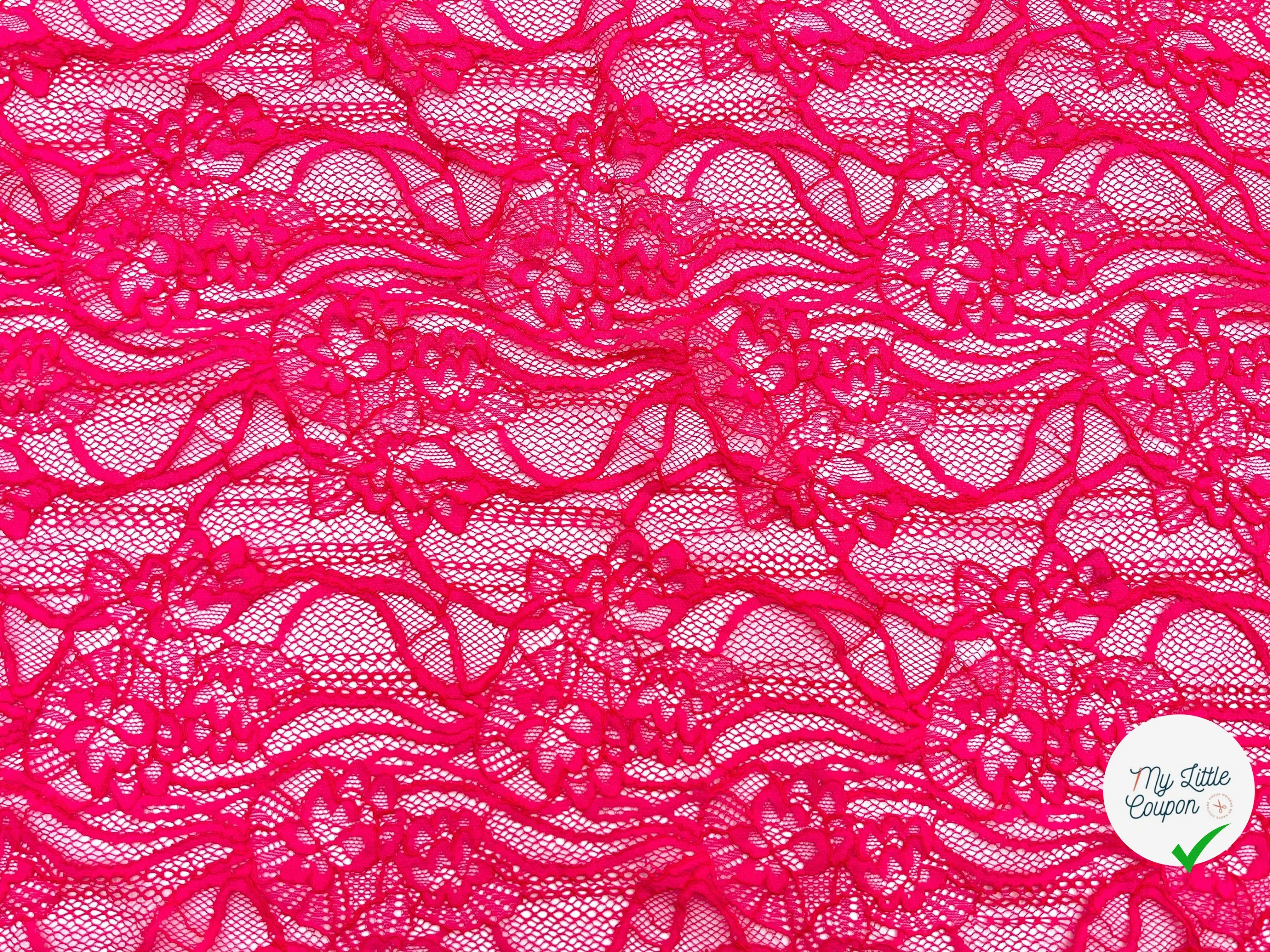 DENTELLE FRAMBOISE MOTIF FLEURS - My Little Coupon - tissu - coudre