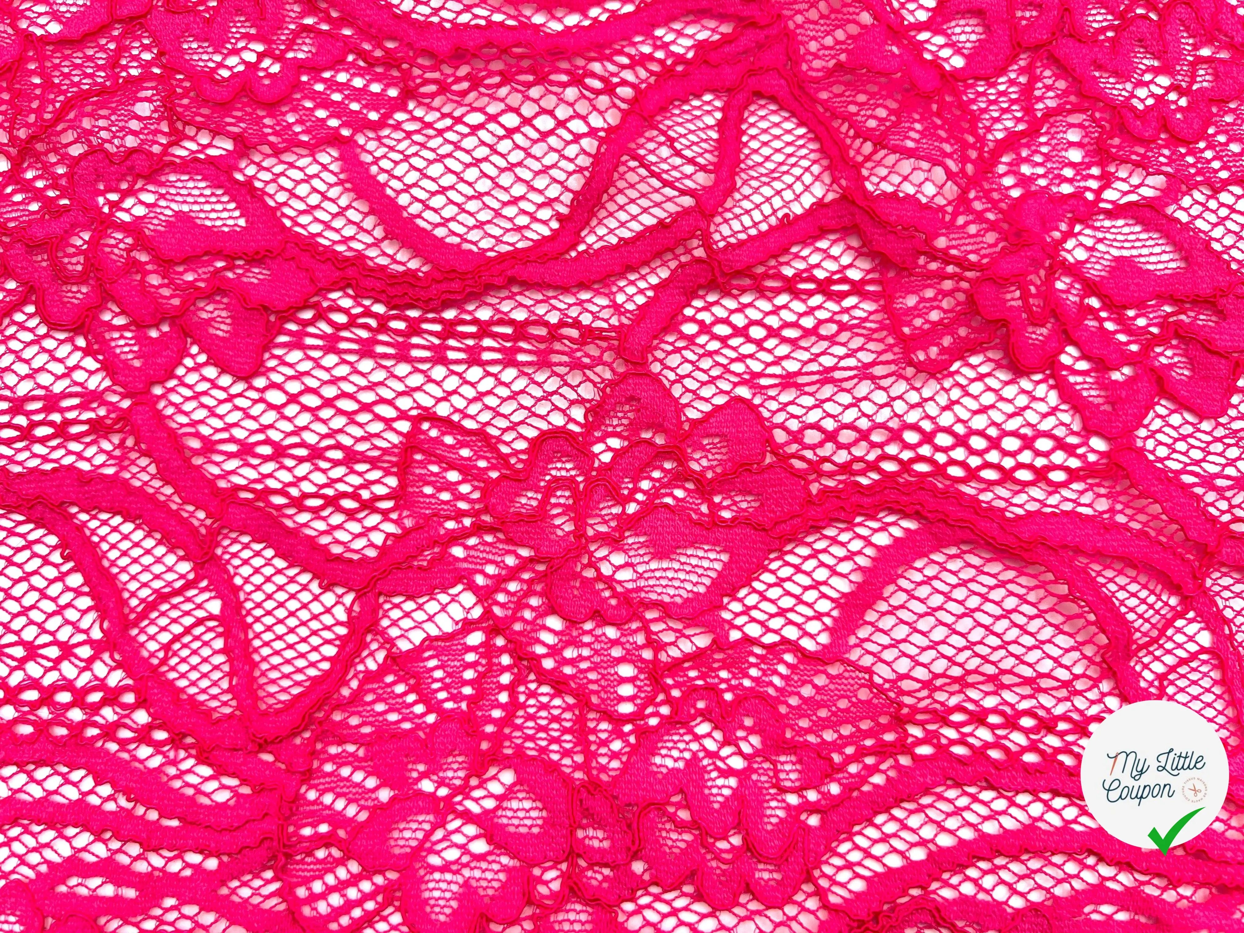 DENTELLE FRAMBOISE MOTIF FLEURS - My Little Coupon - tissu - coudre