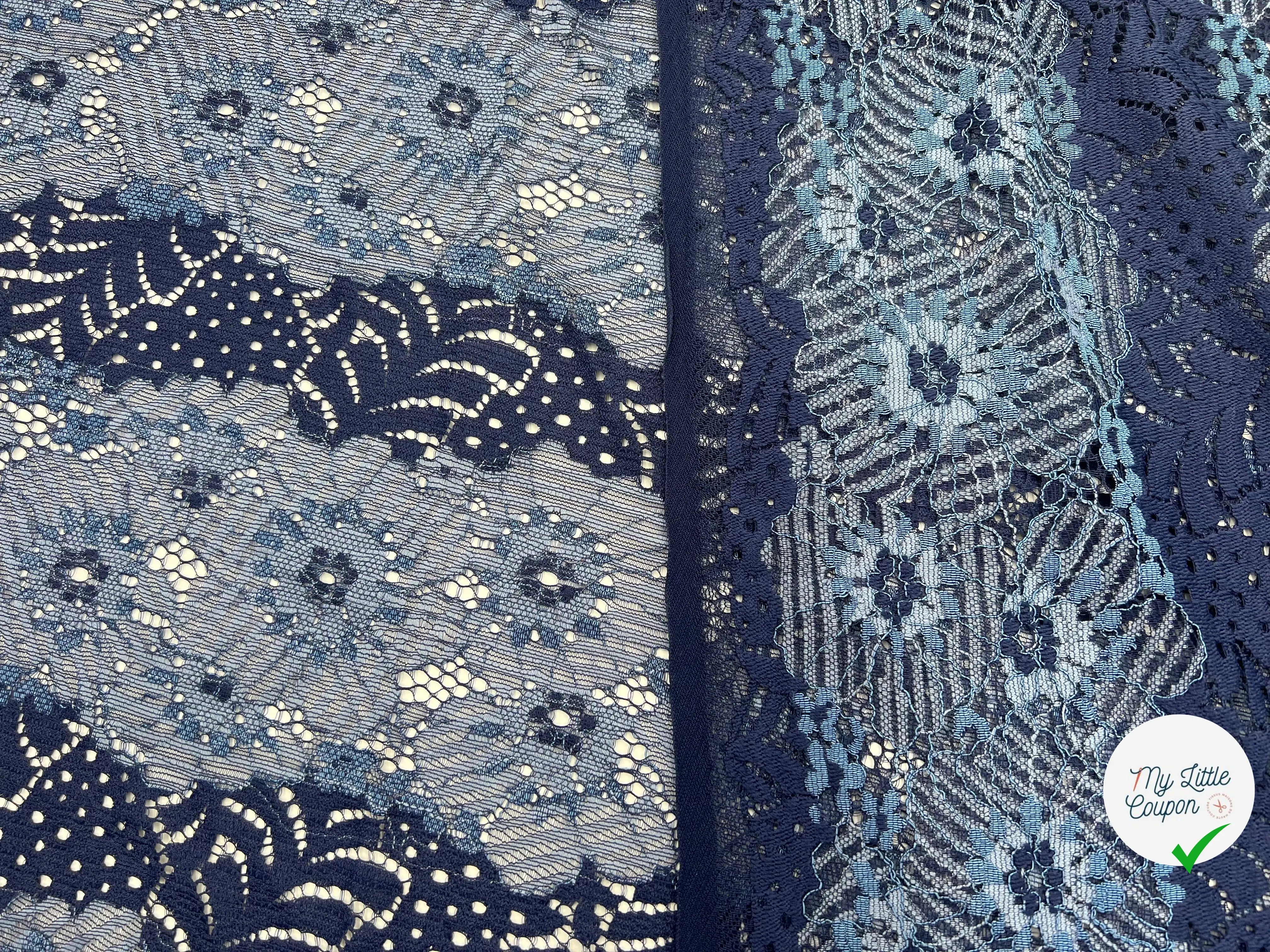 DENTELLE MOTIF FLEURS INDIGO - My Little Coupon - tissu - coudre