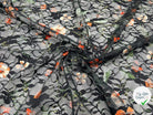 DENTELLE NOIR SUR IMPRIMÉ DE SIGNATURES FLORALES - My Little Coupon - tissu - coudre