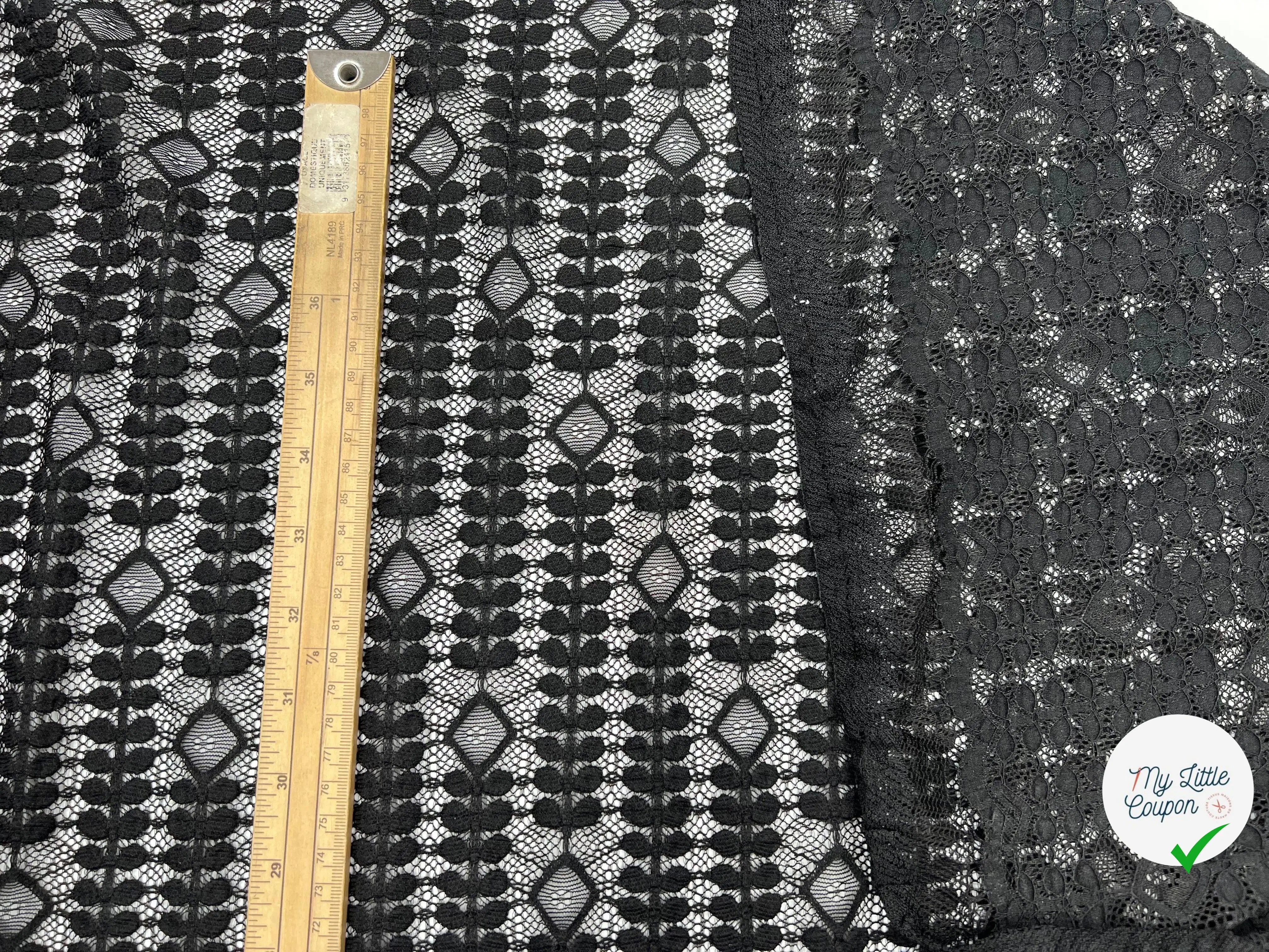 DENTELLE RAMEAUX ET LOSANGES NOIRS - My Little Coupon - tissu - coudre