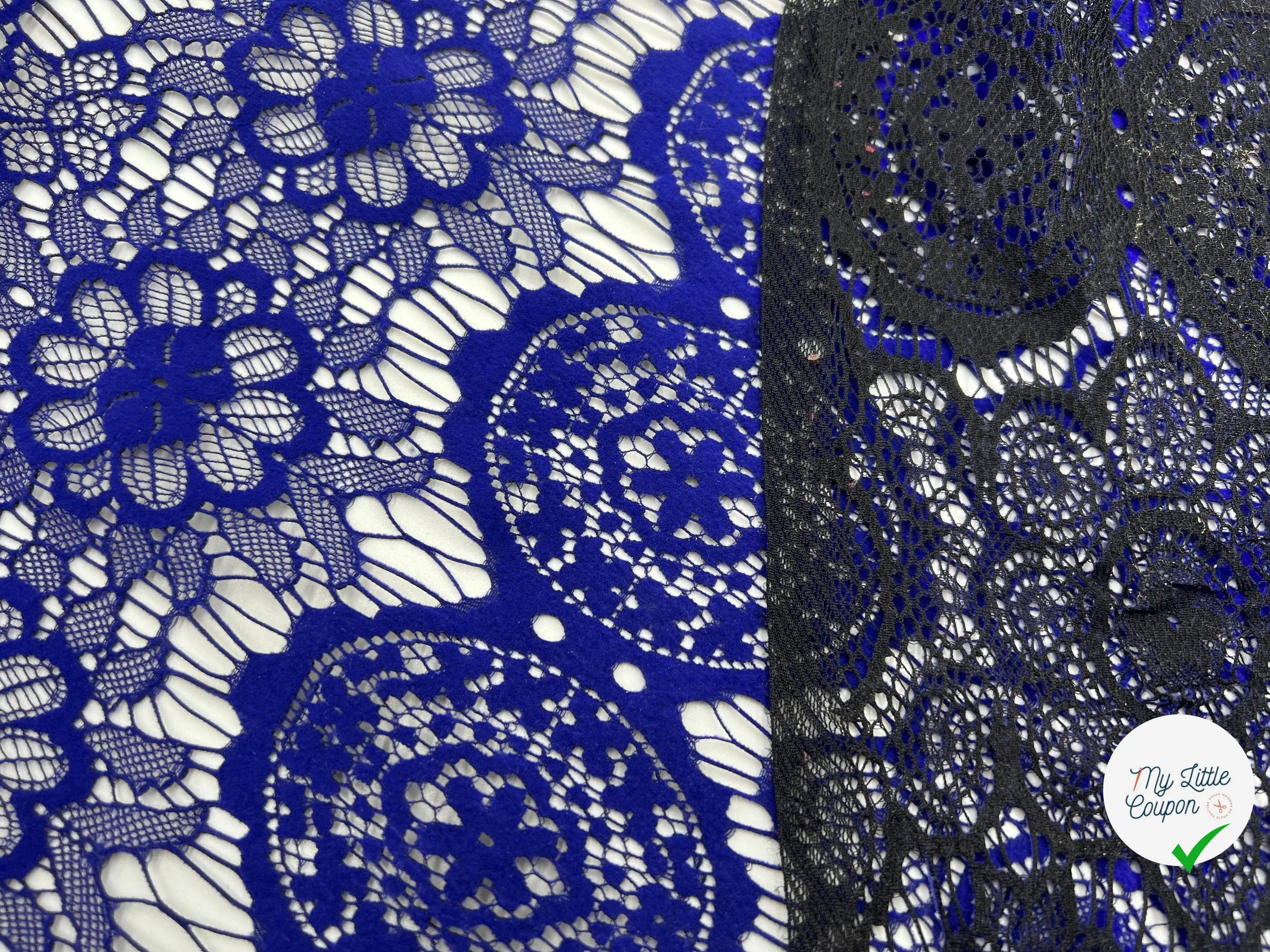 DENTELLE ROSACES BLEU OUTREMER - My Little Coupon - tissu - coudre