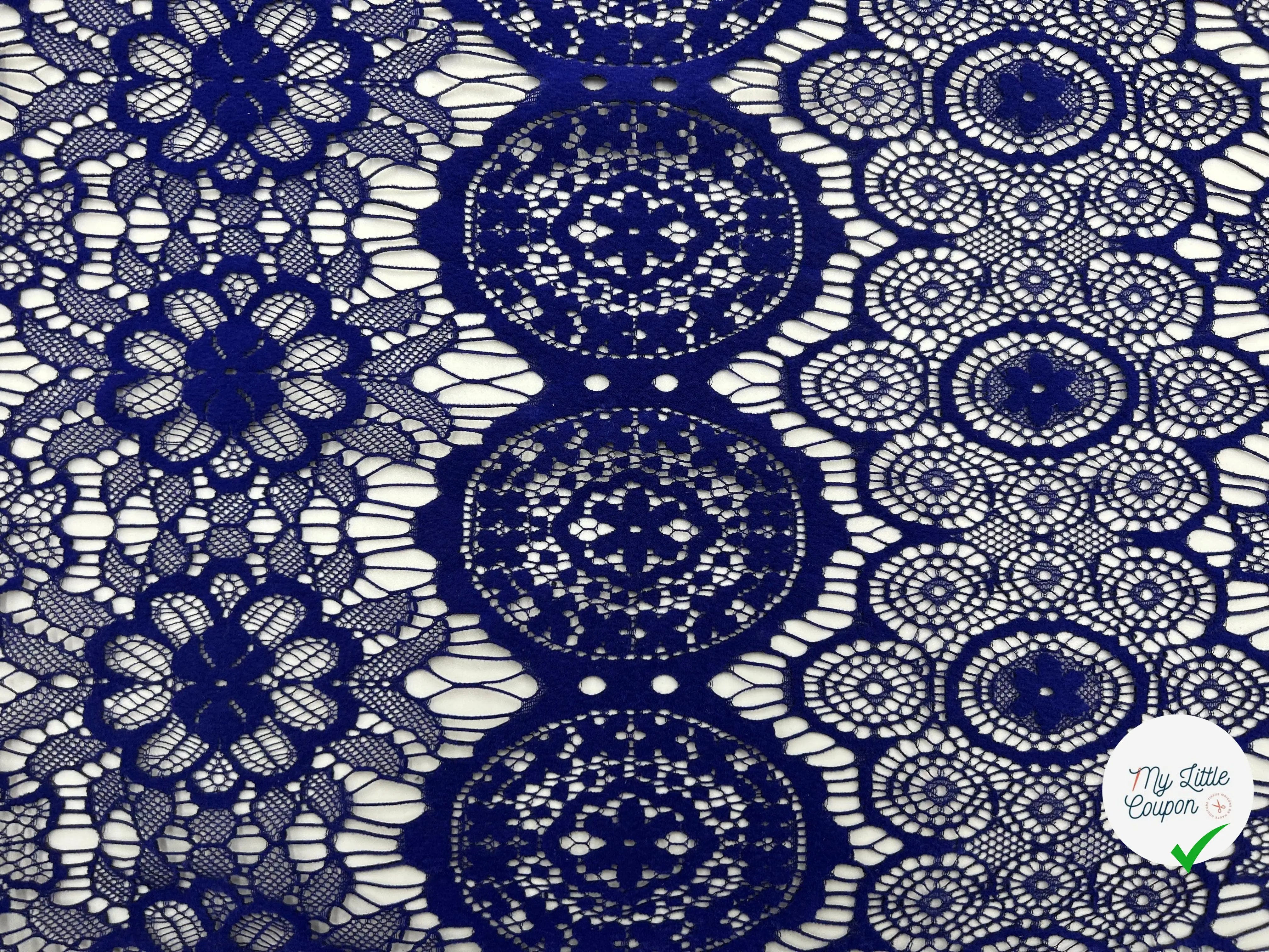 DENTELLE ROSACES BLEU OUTREMER - My Little Coupon - tissu - coudre