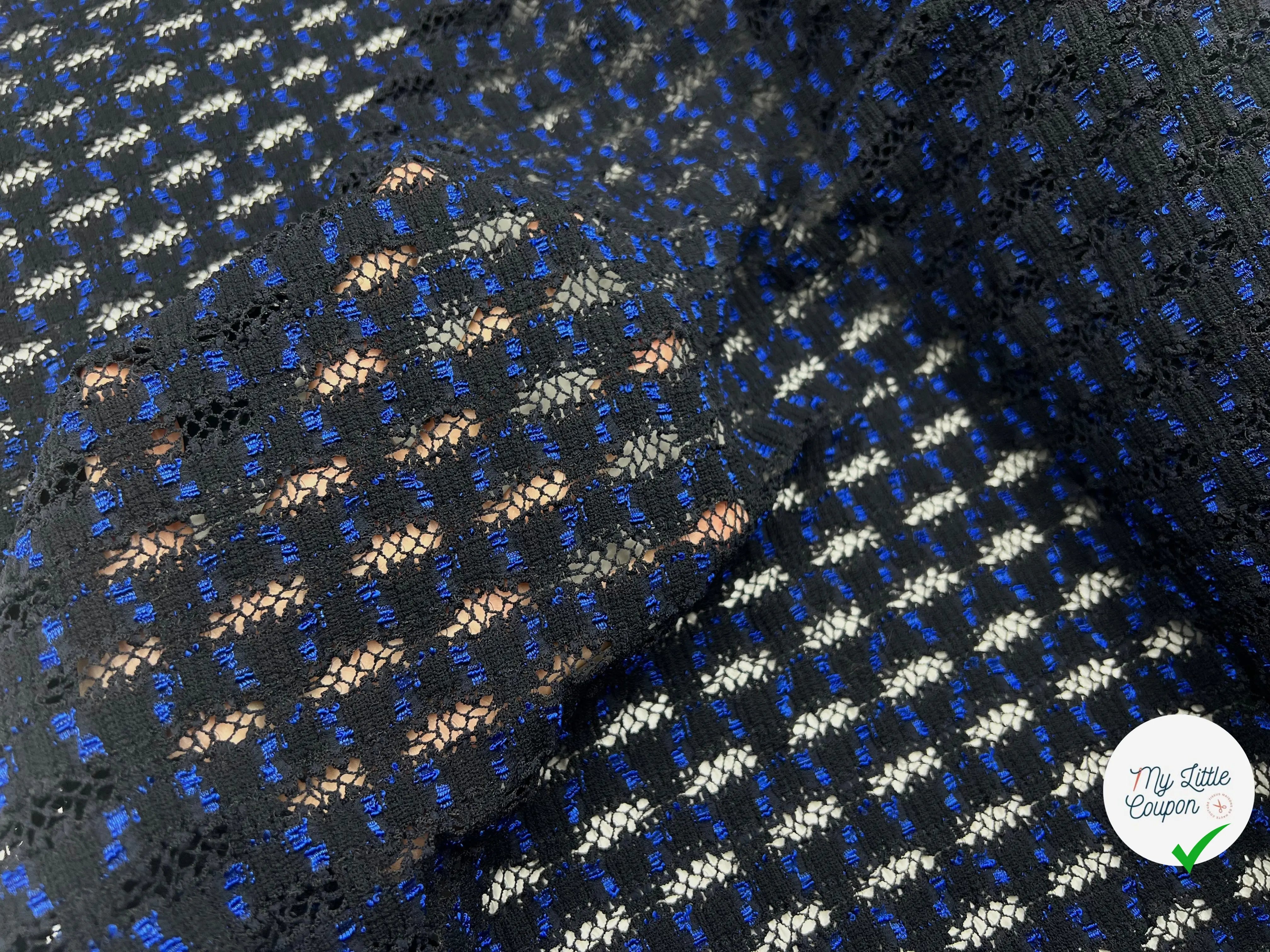 DENTELLE ROYAL ET NOIR STRETCH - My Little Coupon - tissu - coudre