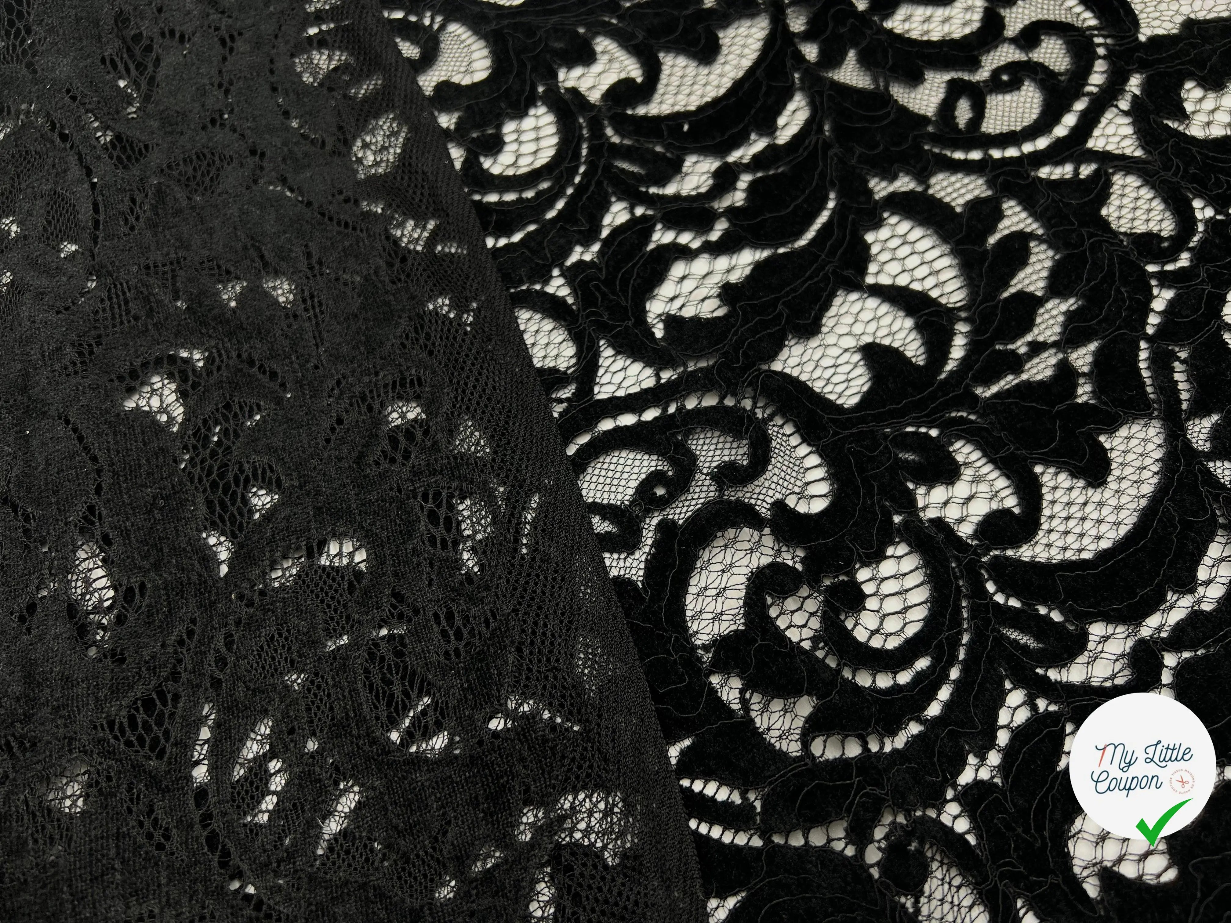 DENTELLE VELOURS NOIR PALERME - My Little Coupon - tissu - coudre