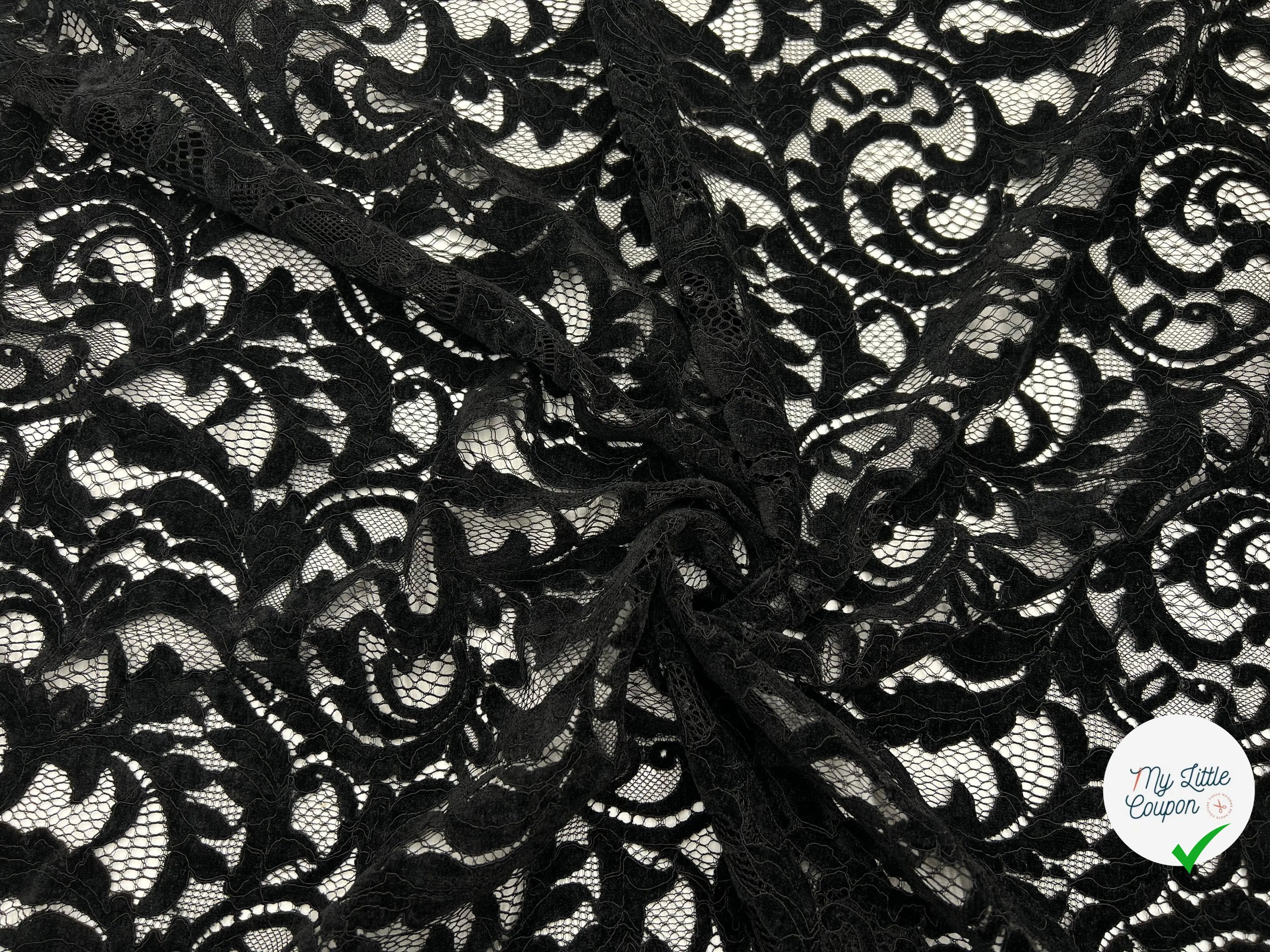 DENTELLE VELOURS NOIR PALERME - My Little Coupon - tissu - coudre