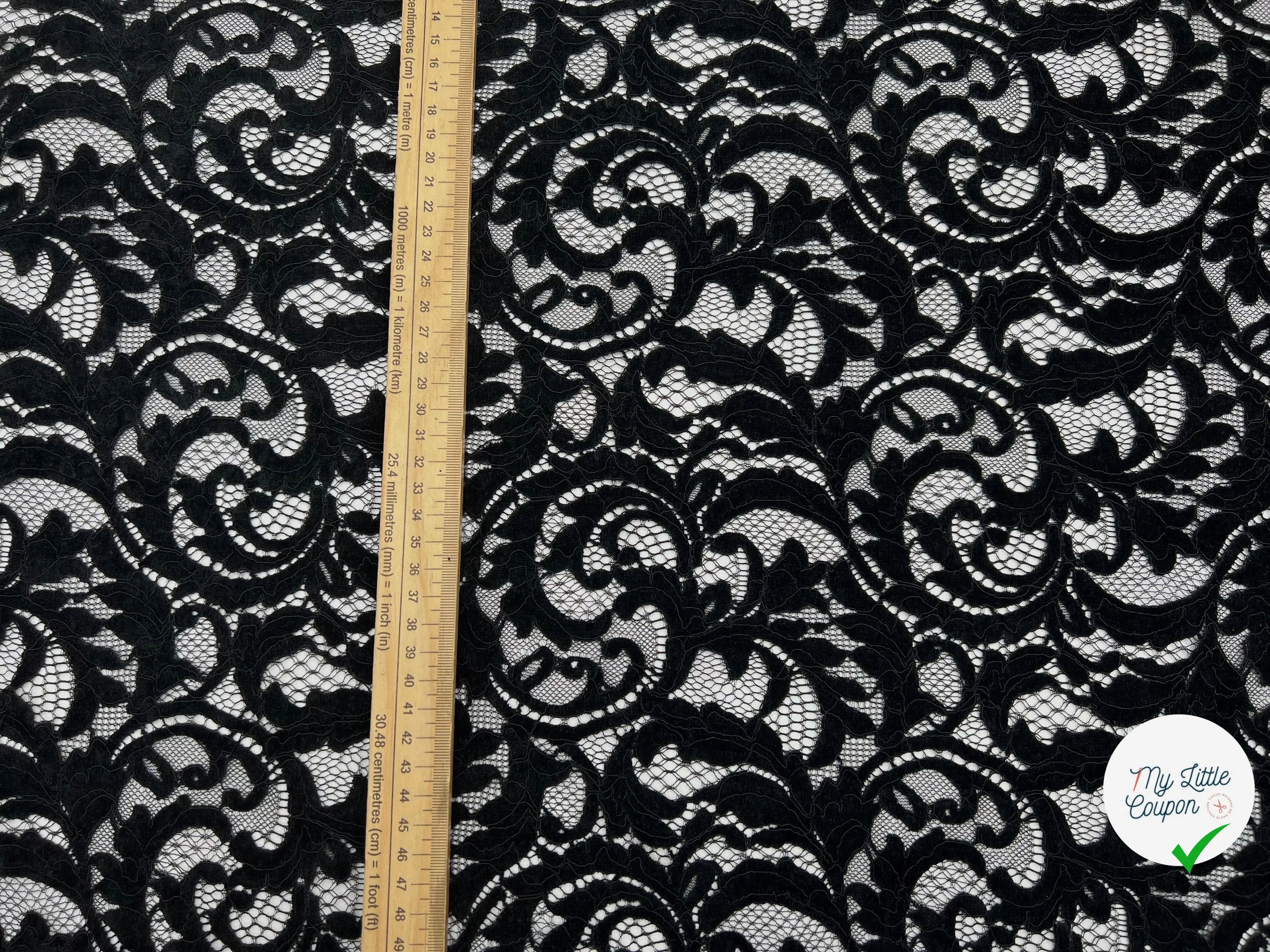 DENTELLE VELOURS NOIR PALERME - My Little Coupon - tissu - coudre