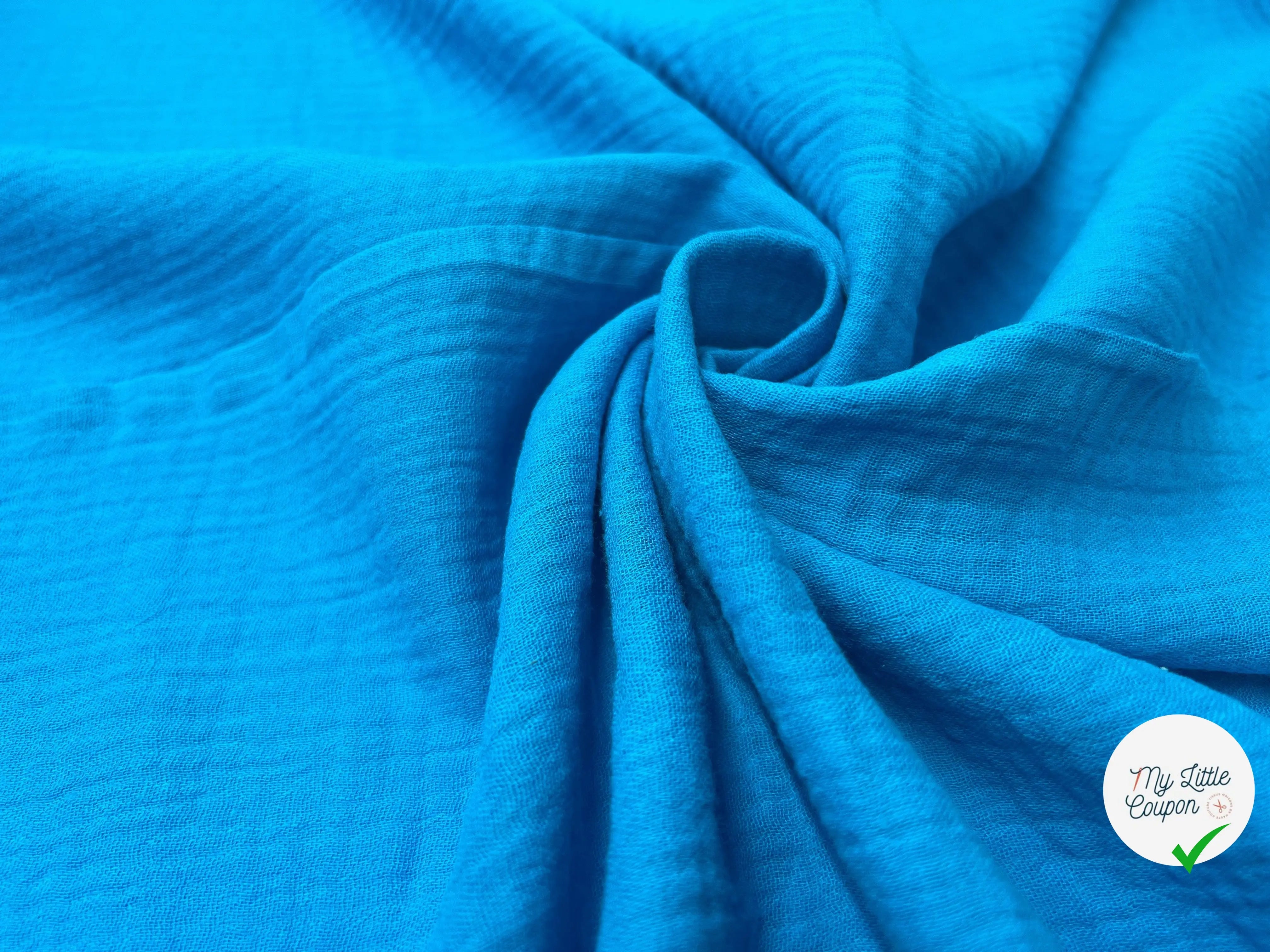 DOUBLE GAZE BLEU TURQUOISE - My Little Coupon - tissu - coudre