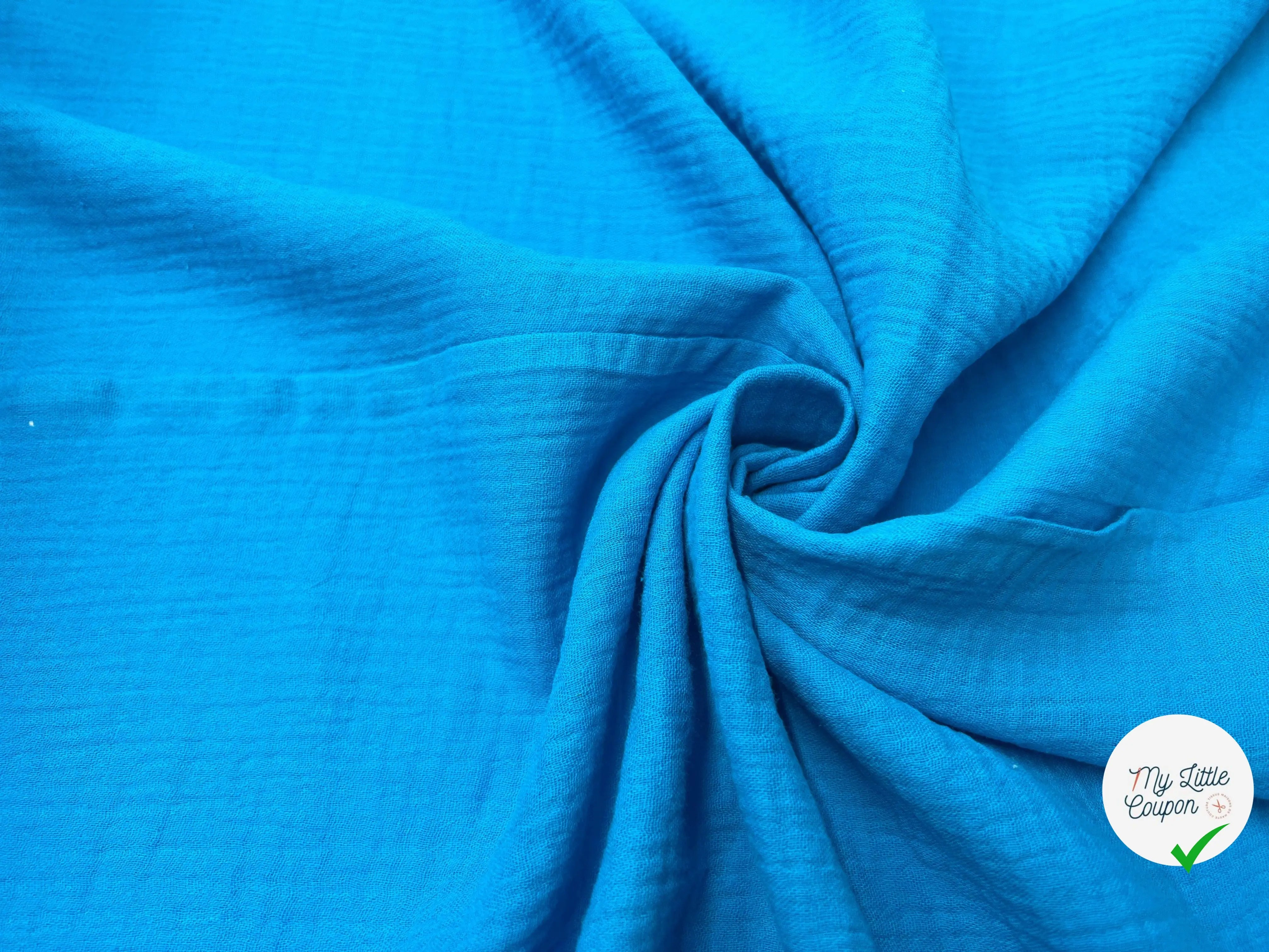 DOUBLE GAZE BLEU TURQUOISE - My Little Coupon - tissu - coudre