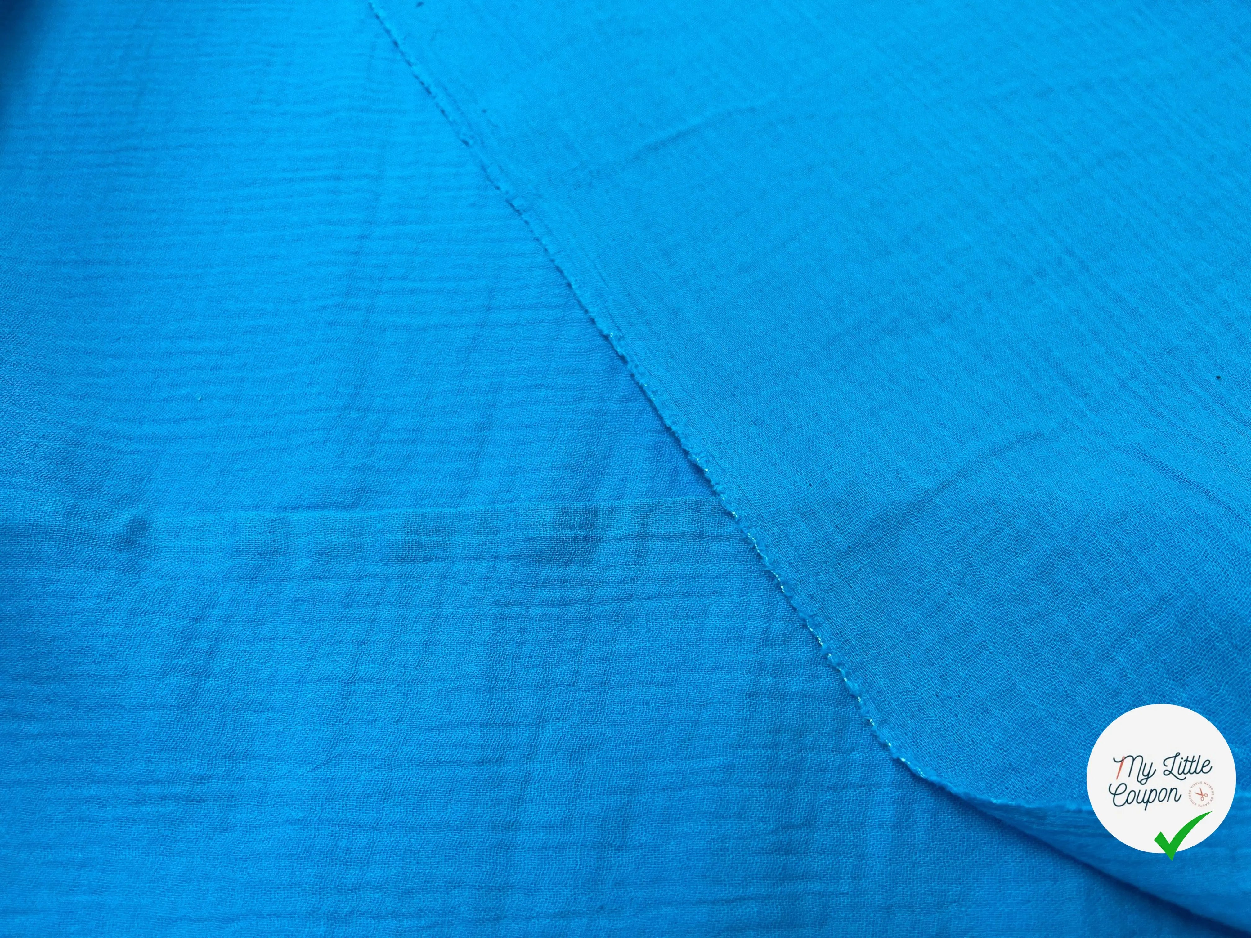 DOUBLE GAZE BLEU TURQUOISE - My Little Coupon - tissu - coudre
