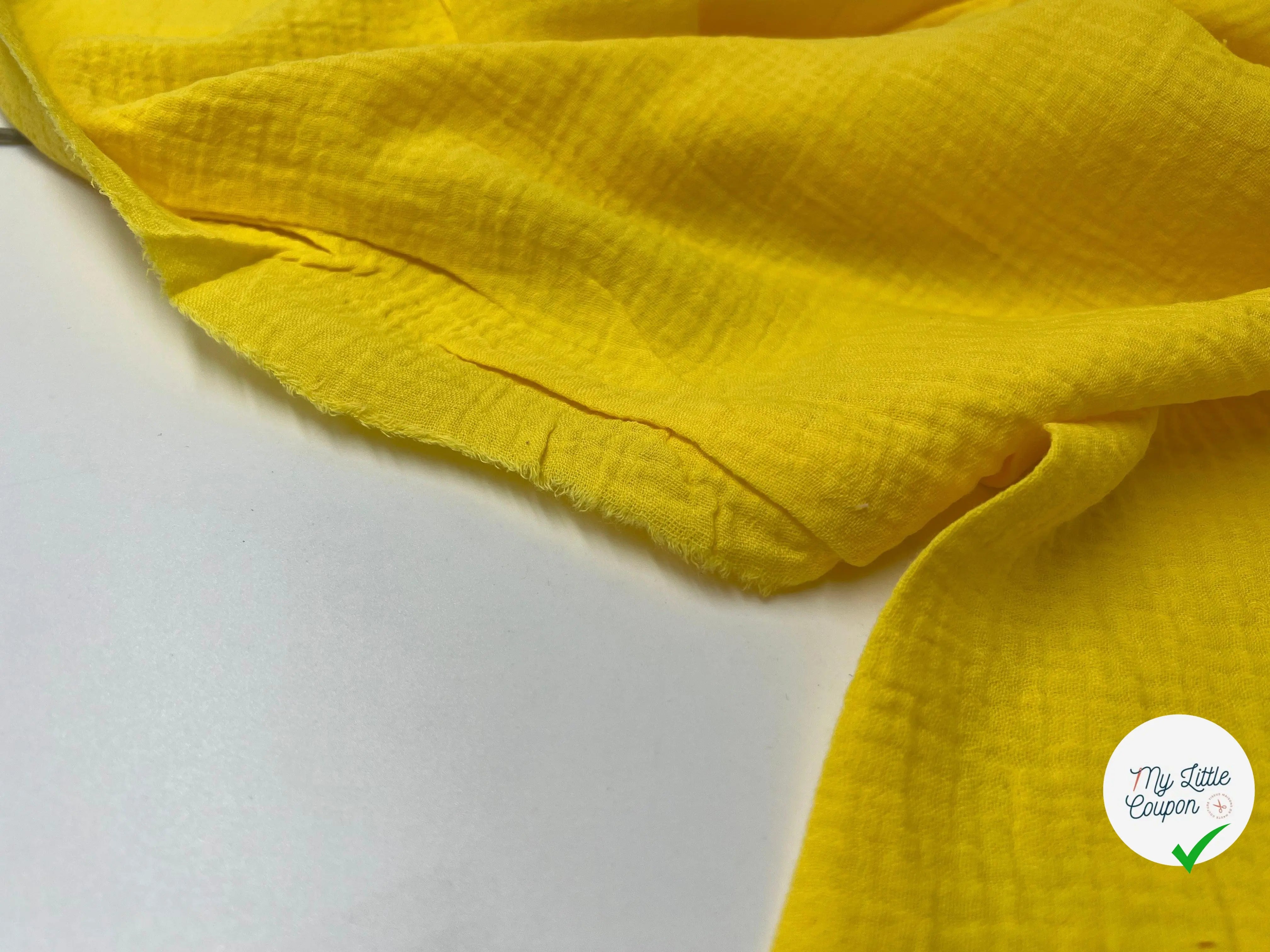 DOUBLE GAZE COTON JAUNE VIF - My Little Coupon - tissu - coudre