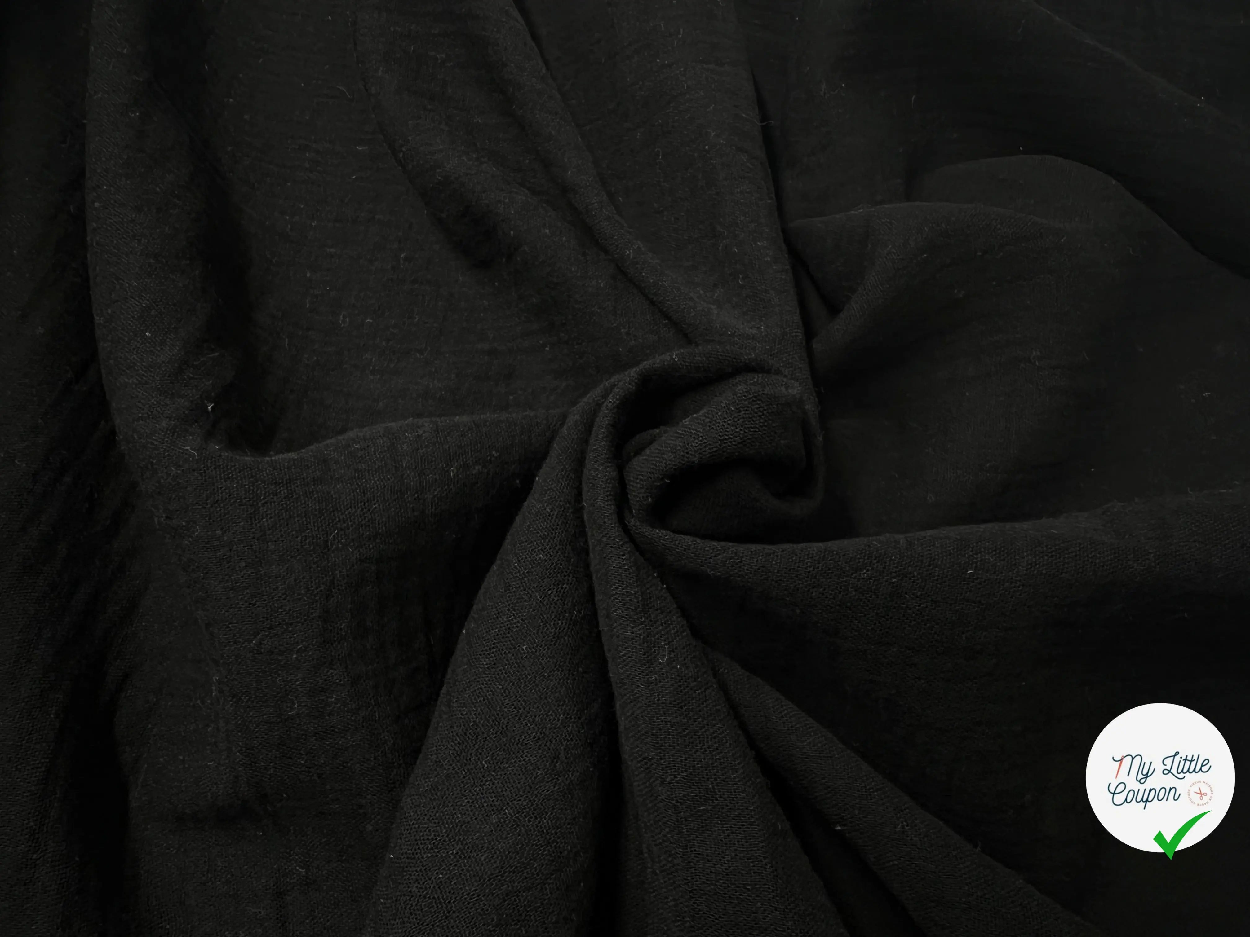 DOUBLE GAZE COTON NOIRE - My Little Coupon - tissu - coudre
