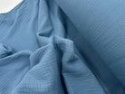 DOUBLE GAZE DE COTON BLEU INDIGO CLAIR - My Little Coupon - tissu - coudre