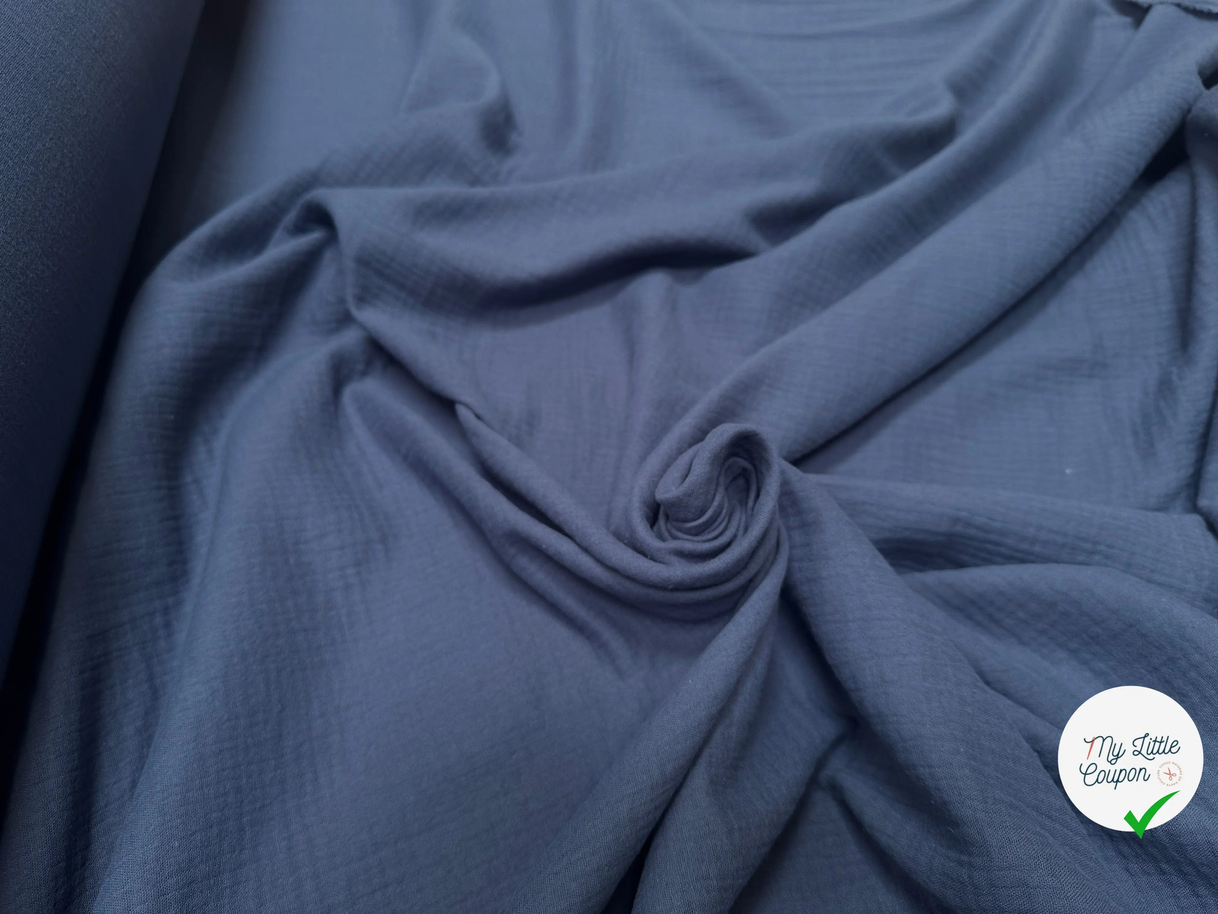 DOUBLE GAZE DE COTON BLEU PÉTROLE - My Little Coupon