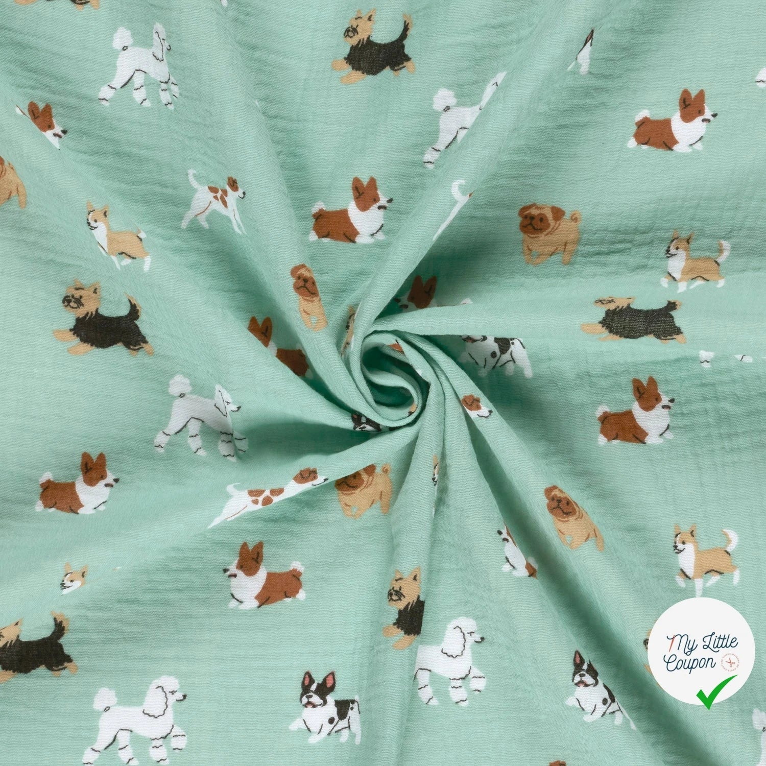 DOUBLE GAZE DE COTON CHIENS BLEU BÉBÉ - My Little Coupon