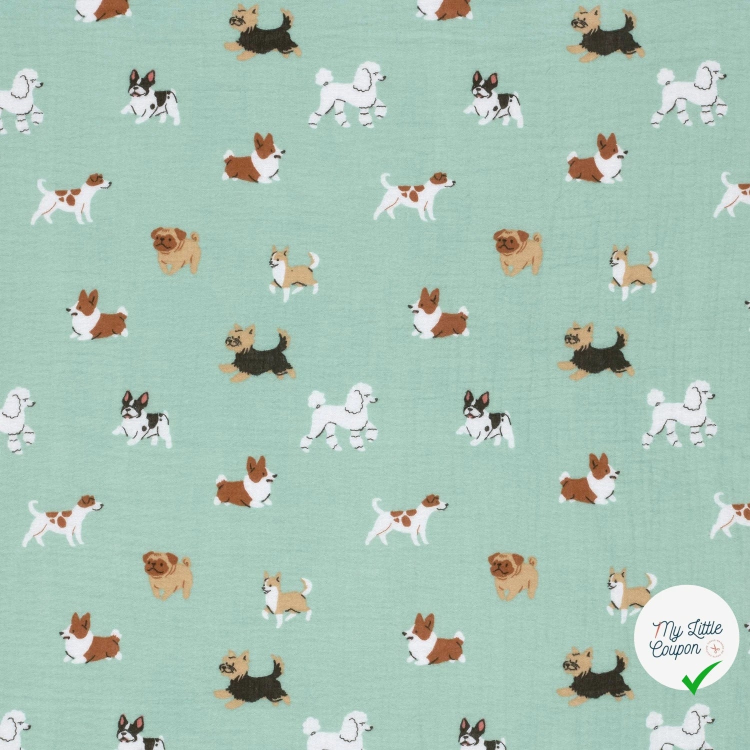 DOUBLE GAZE DE COTON CHIENS BLEU BÉBÉ - My Little Coupon