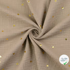 DOUBLE GAZE DE COTON CŒURS BEIGE - My Little Coupon