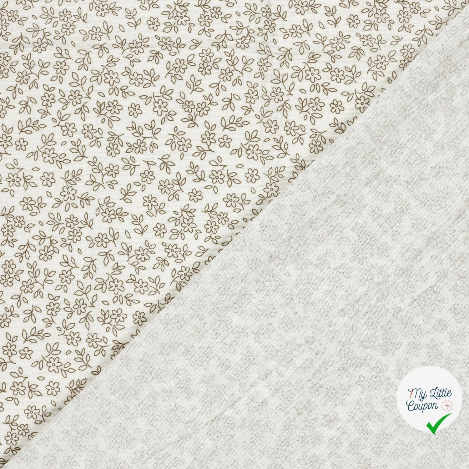 DOUBLE GAZE DE COTON FLEURS BLANC CASSÉ 2 - My Little Coupon