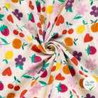 DOUBLE GAZE DE COTON FLEURS BLANC CASSÉ - My Little Coupon