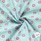 DOUBLE GAZE DE COTON FLEURS GLACE BLEU - My Little Coupon