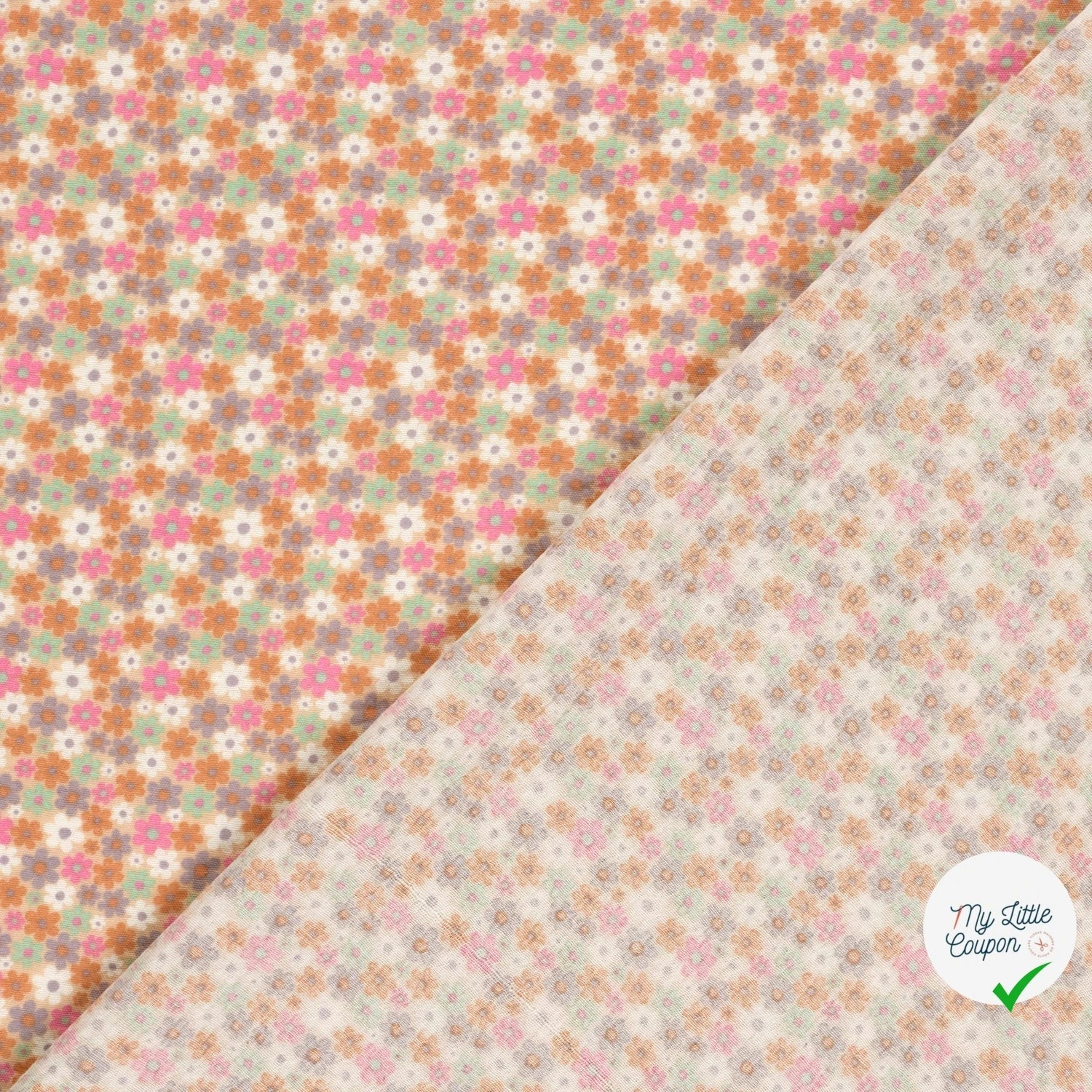 DOUBLE GAZE DE COTON FLEURS ROSE - My Little Coupon