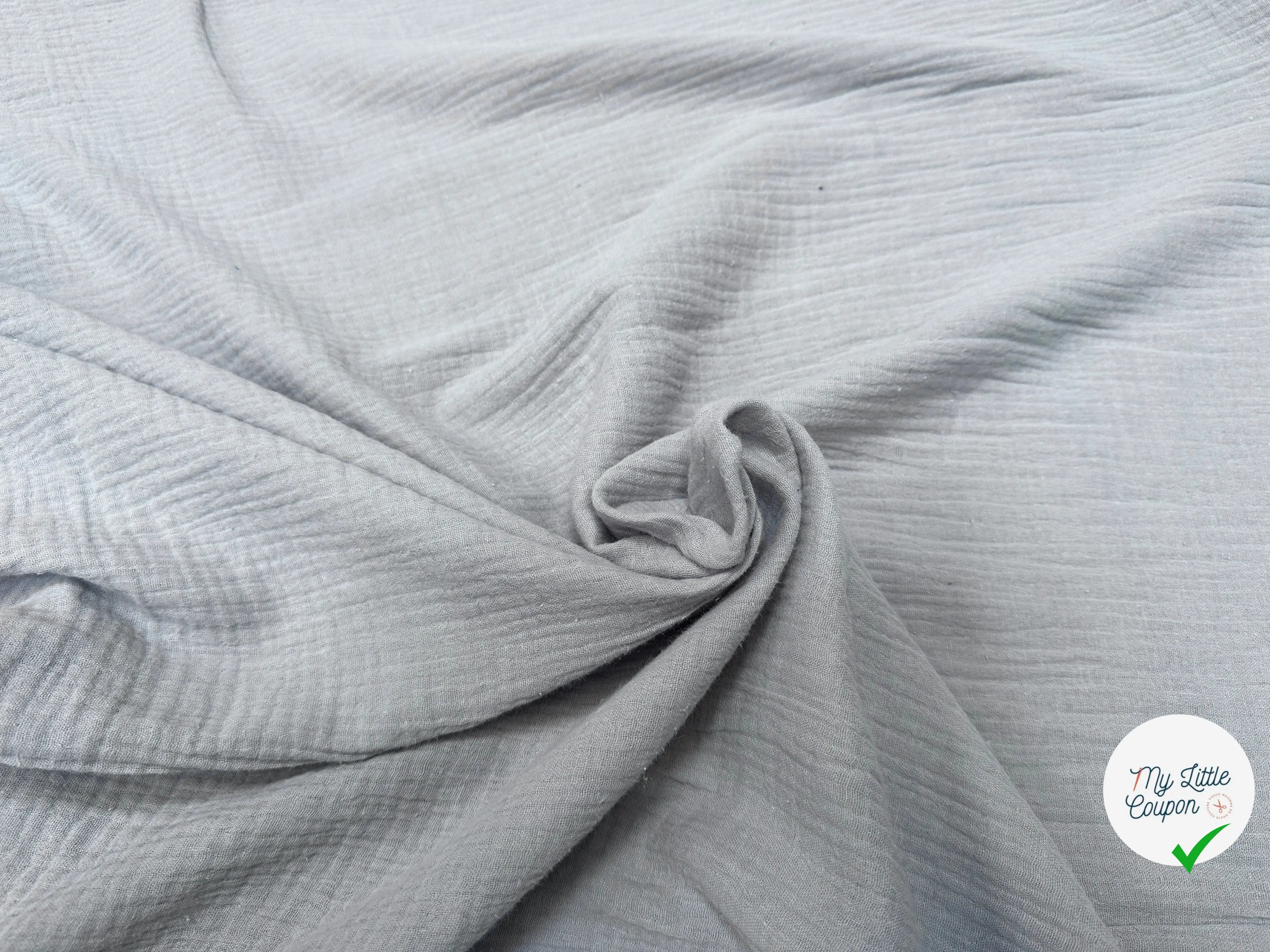 DOUBLE GAZE DE COTON GRIS PERLE - My Little Coupon