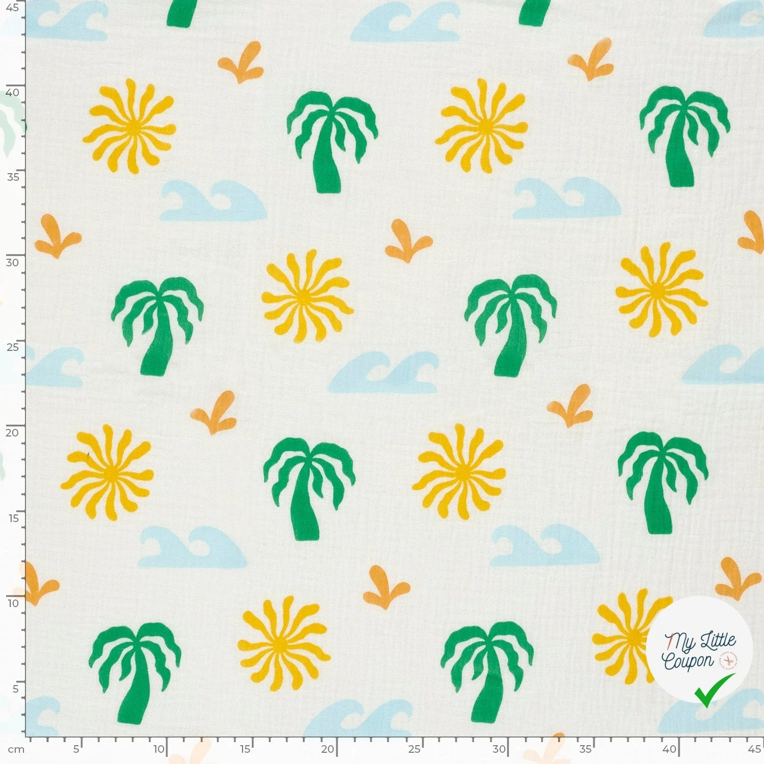 DOUBLE GAZE DE COTON PALMIER BLANC CASSÉ - My Little Coupon